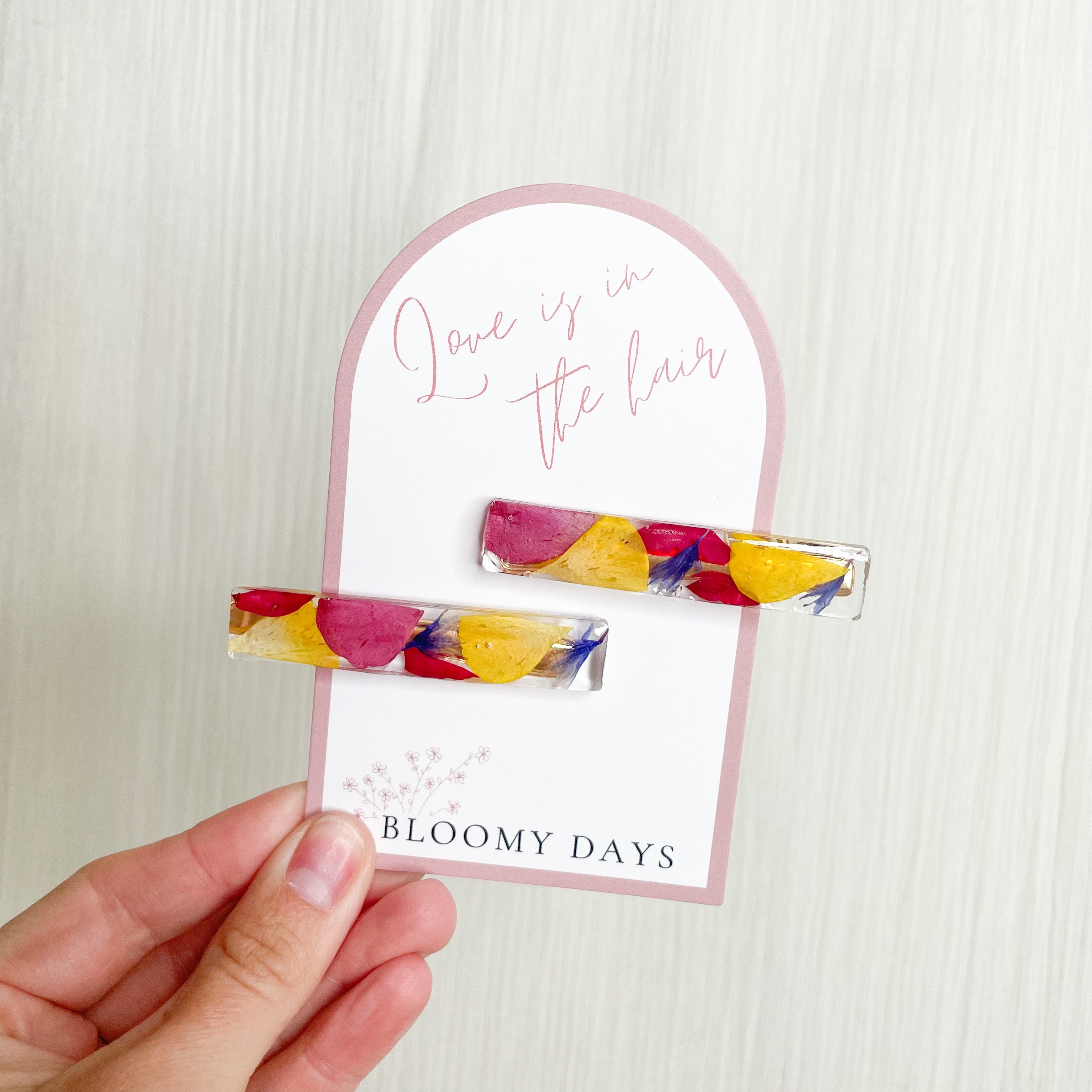 Preserved wedding flowers resin hair clips - wedding bouquet pressed flowers