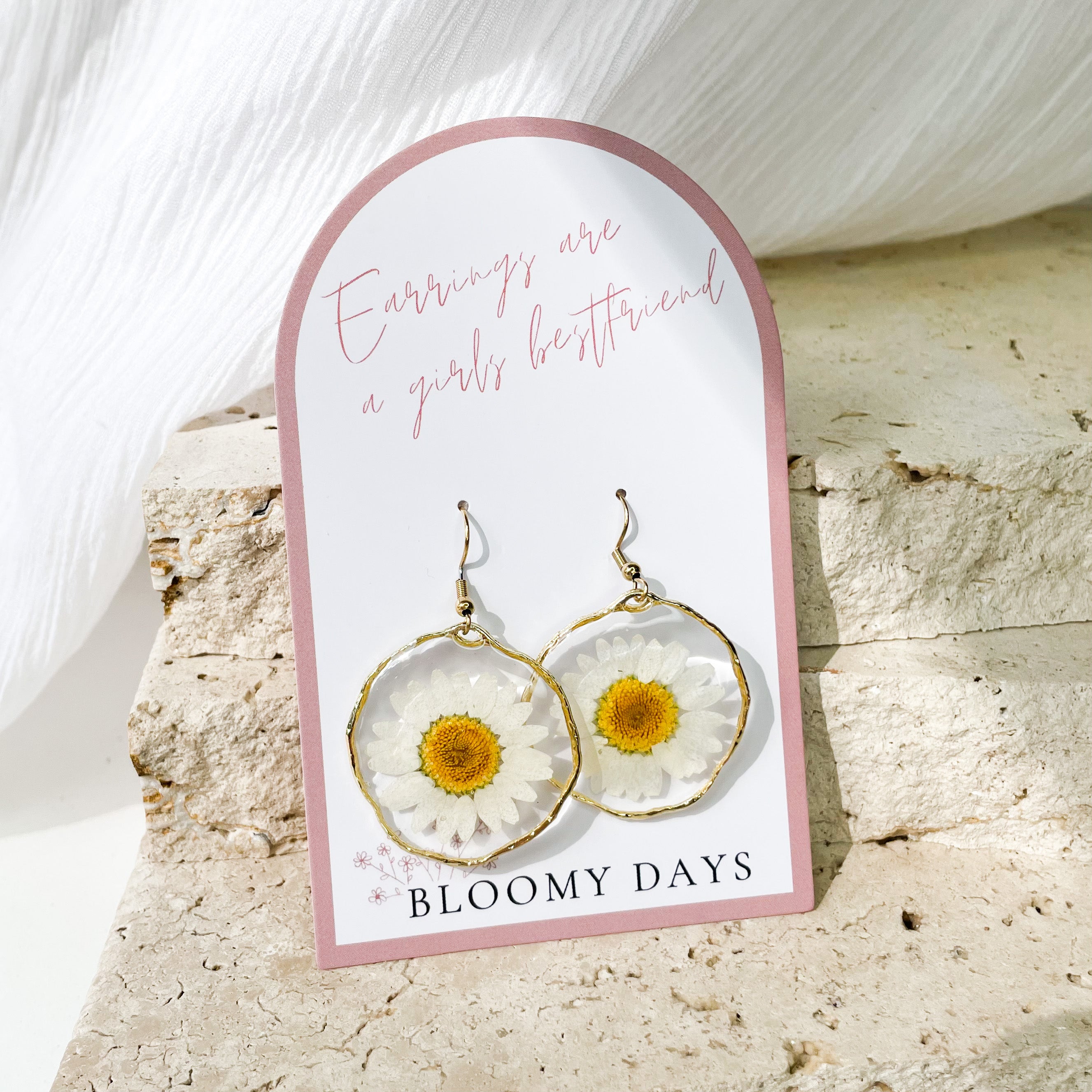 White Daisy Earrings