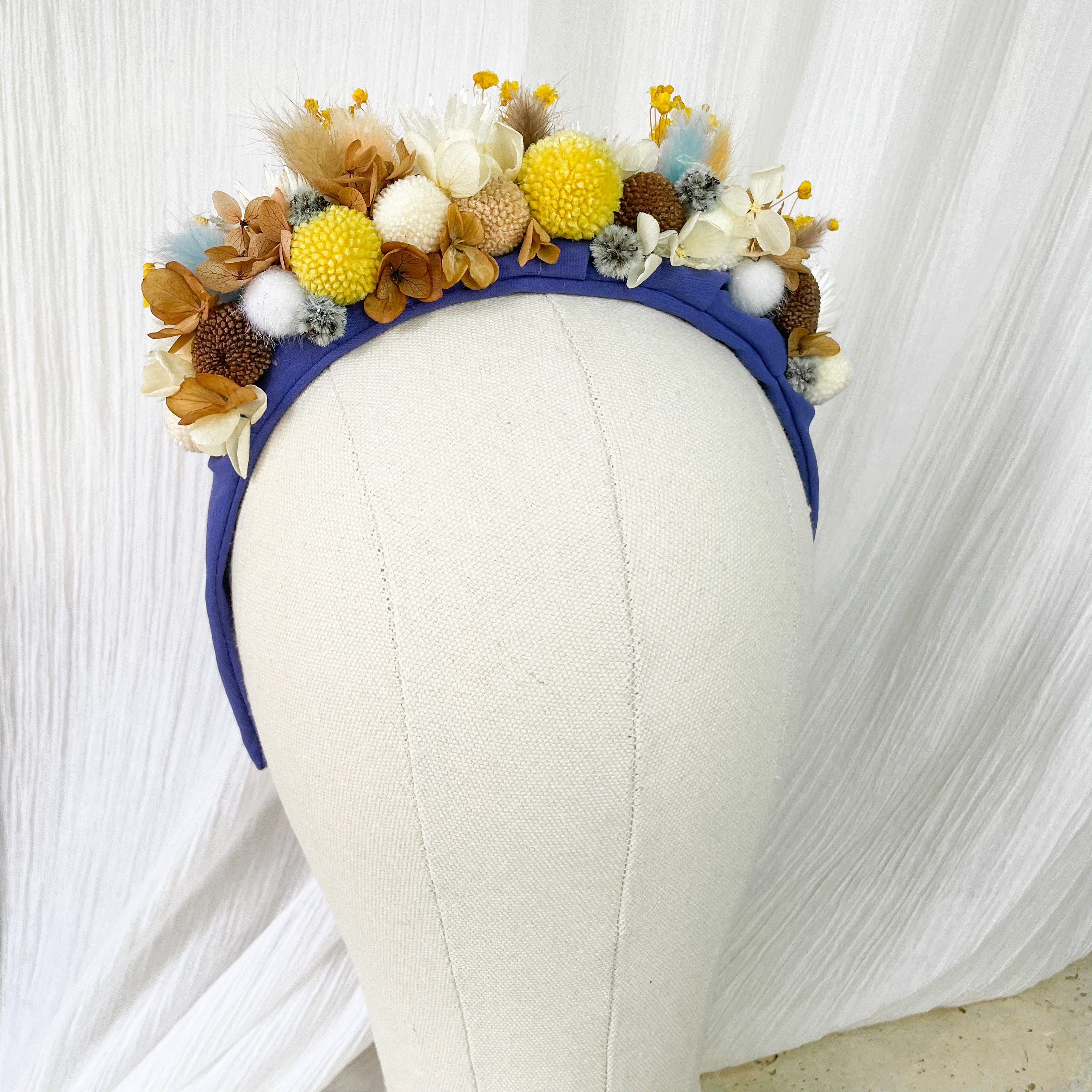 Blue, Yellow & Brown Floral Headband