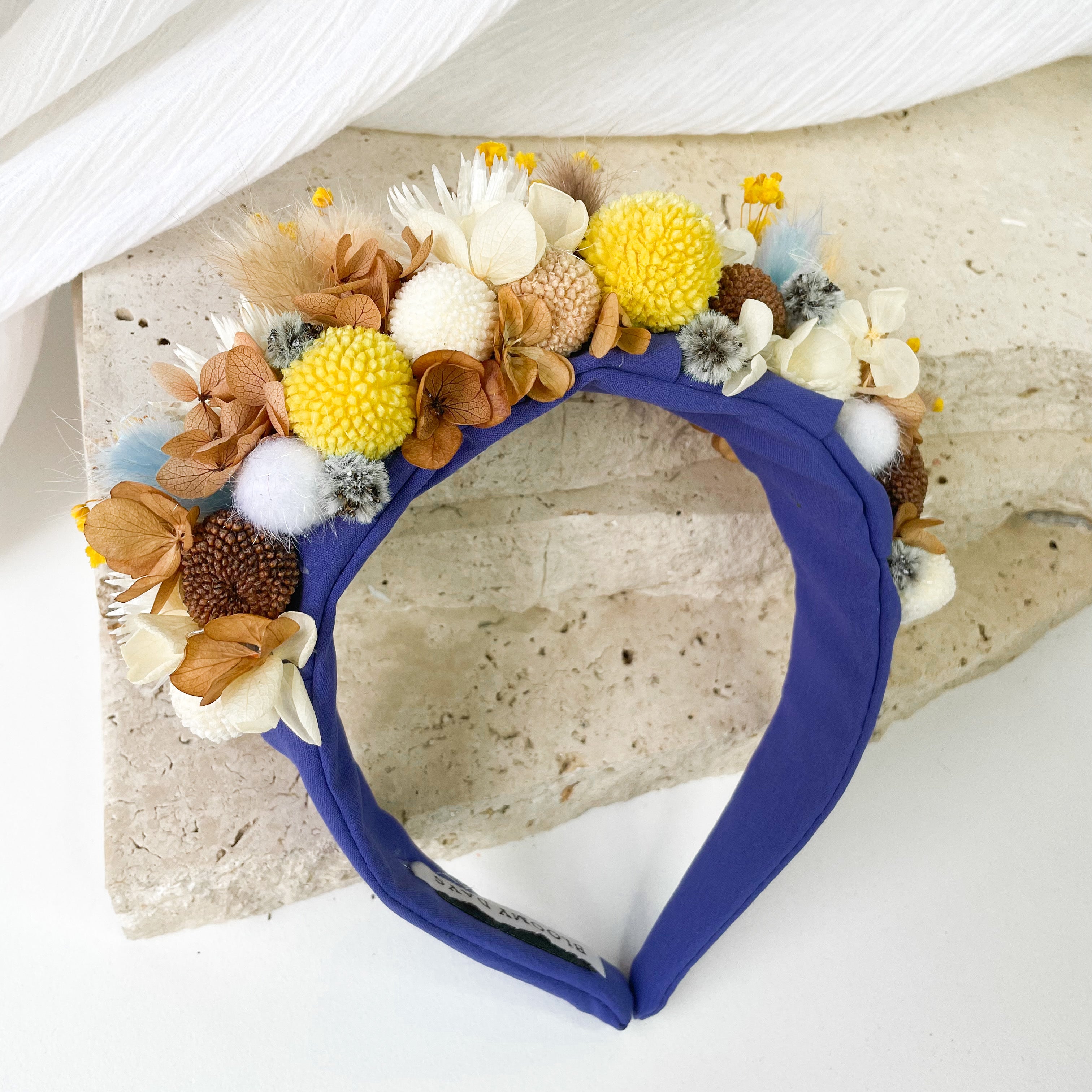 Blue, Yellow & Brown Floral Headband