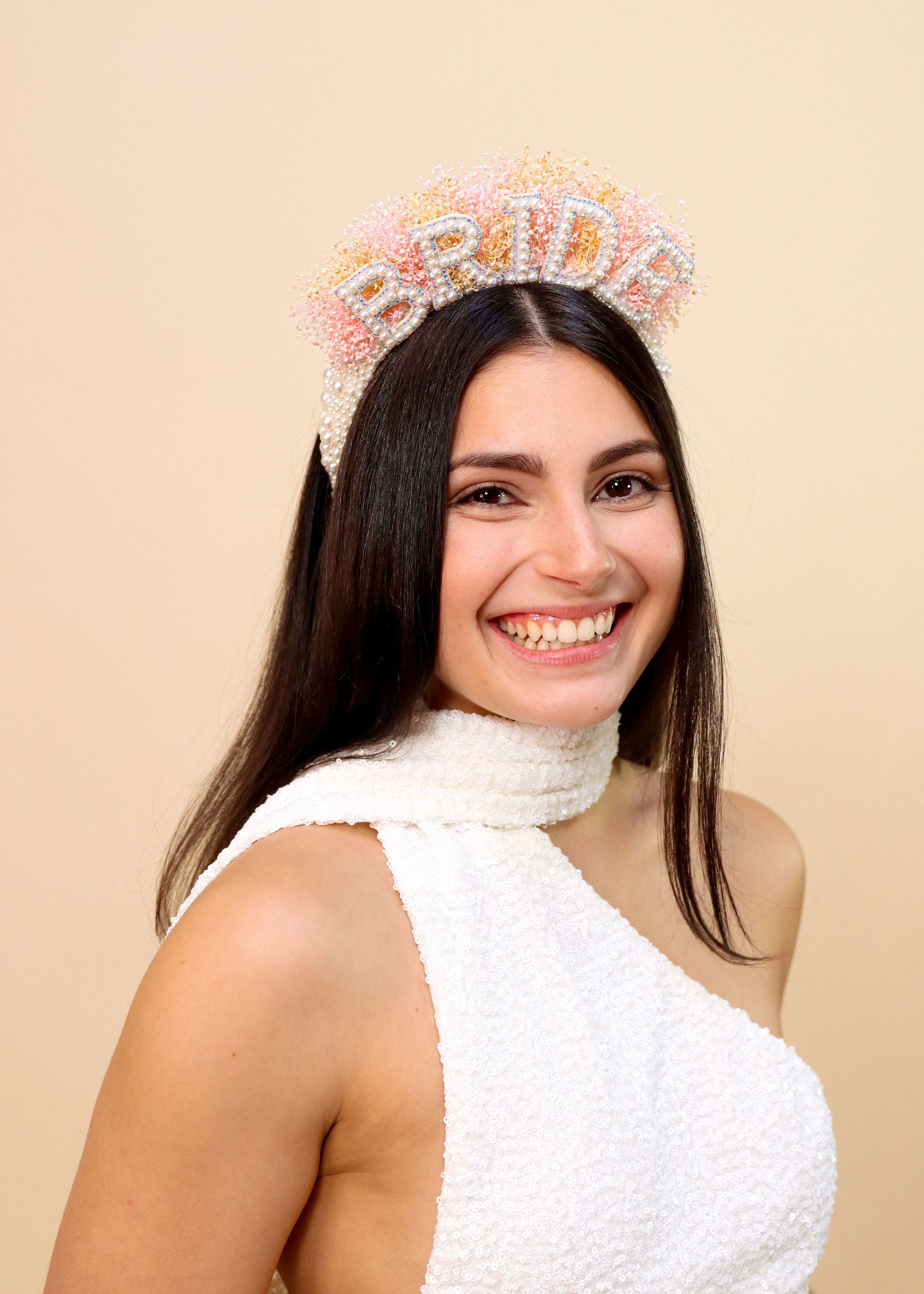 Pink Gyp Bride Headband