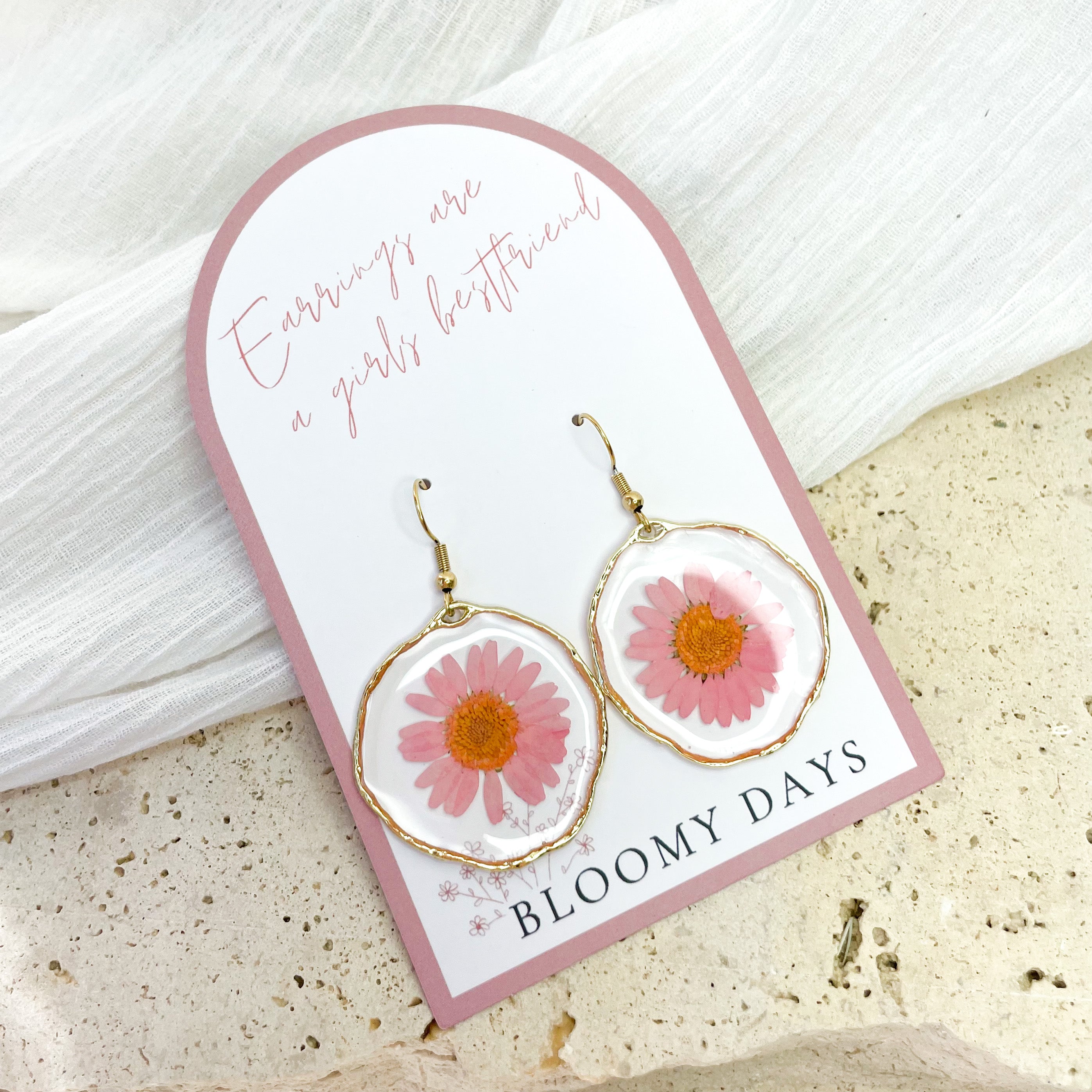 Pink Daisy Earrings