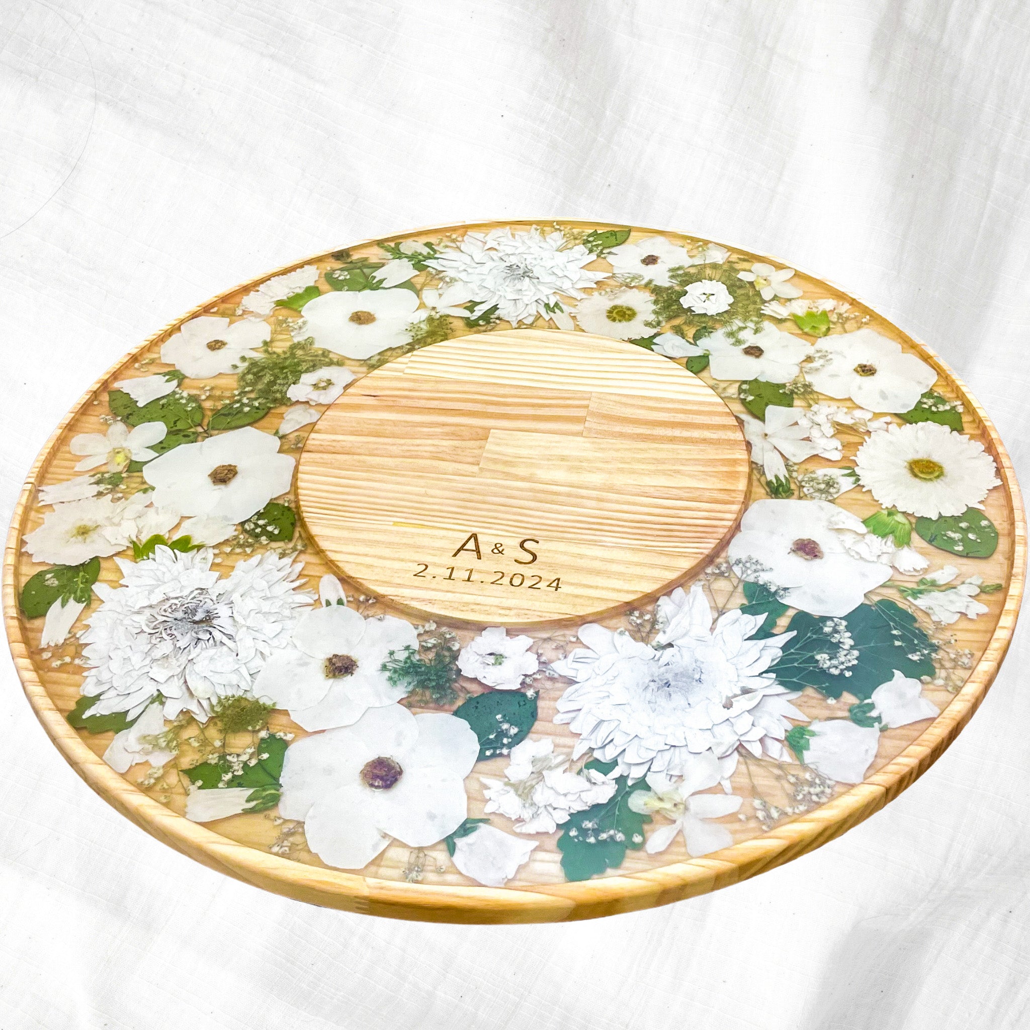 Preserved Flowers Timber Lazy Susan