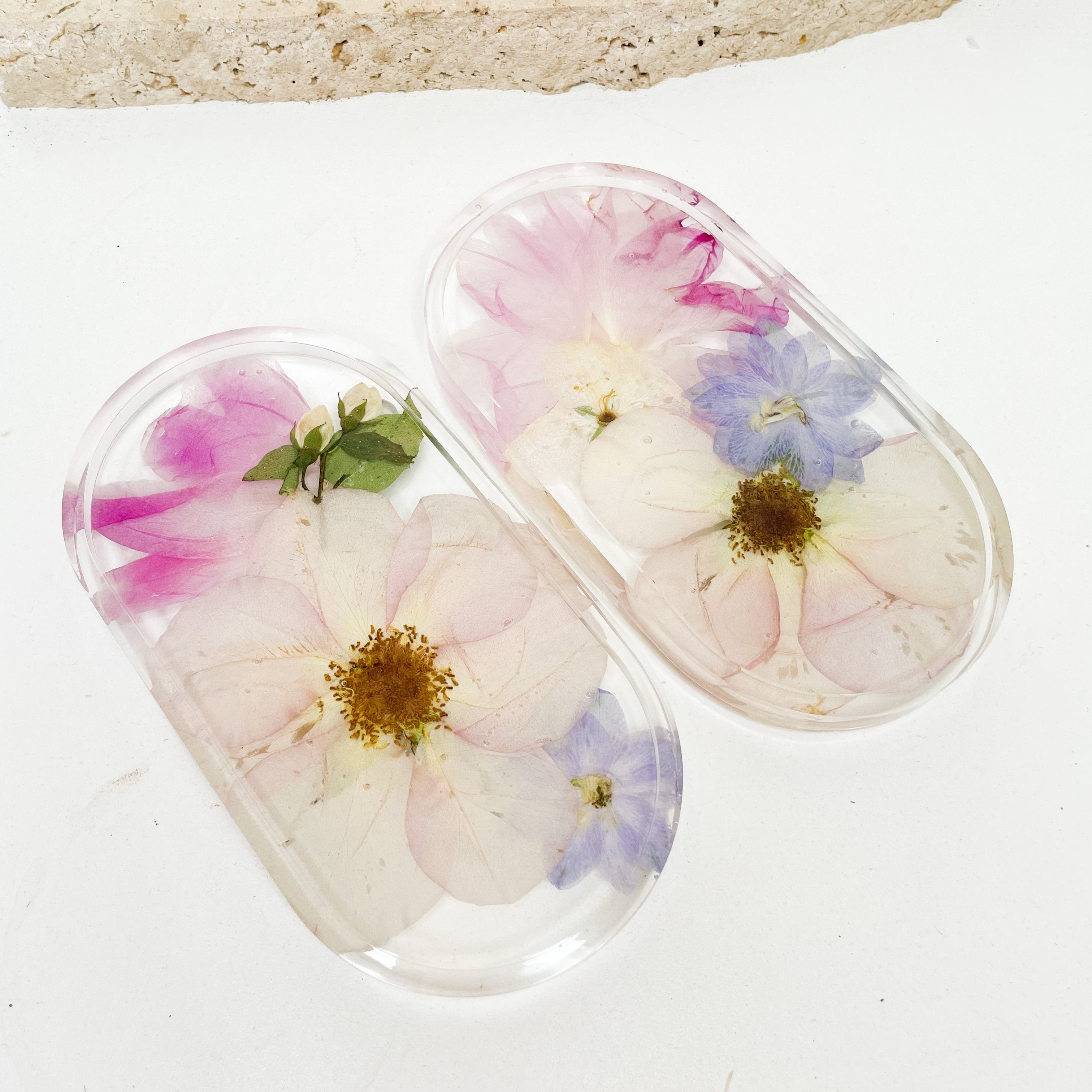 Preserved wedding bouquet flowers resin jewellery tray pressed flowers pink purple rose