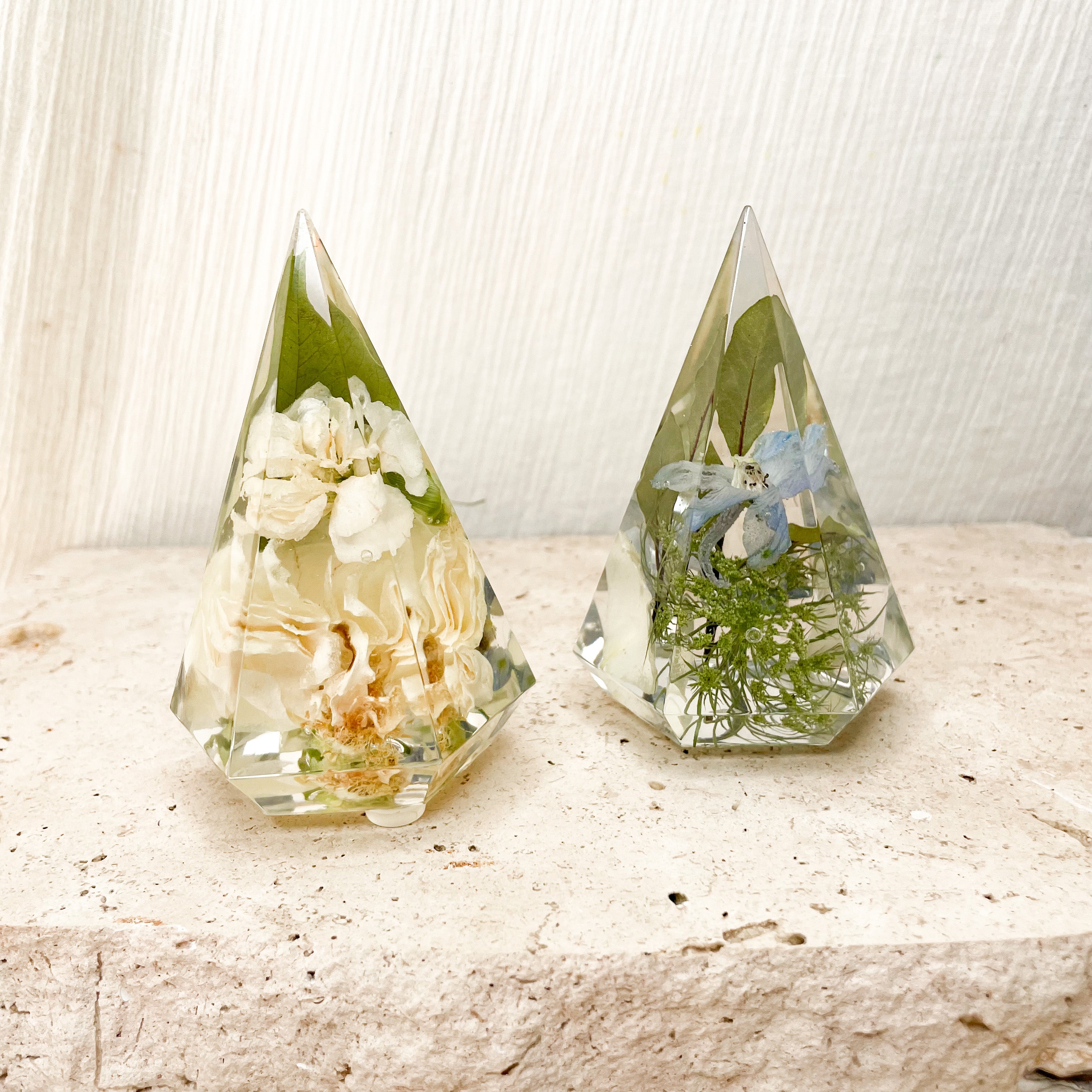 Preserved wedding flower bouquet resin ring holder