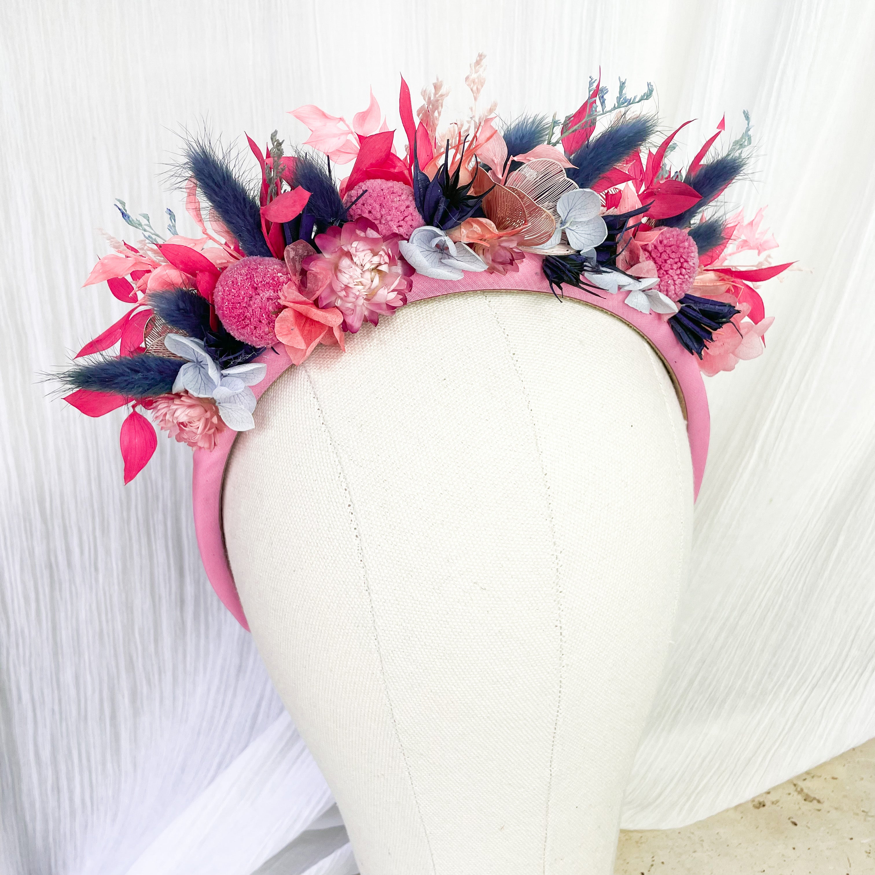 Hot Pink & Navy Floral Headband