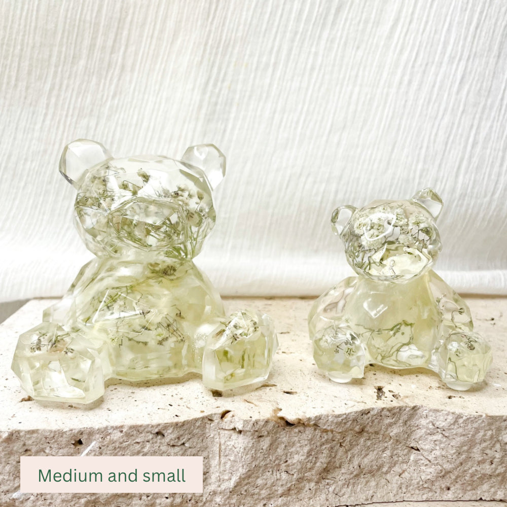 Preserved Flowers Resin Teddy Bears