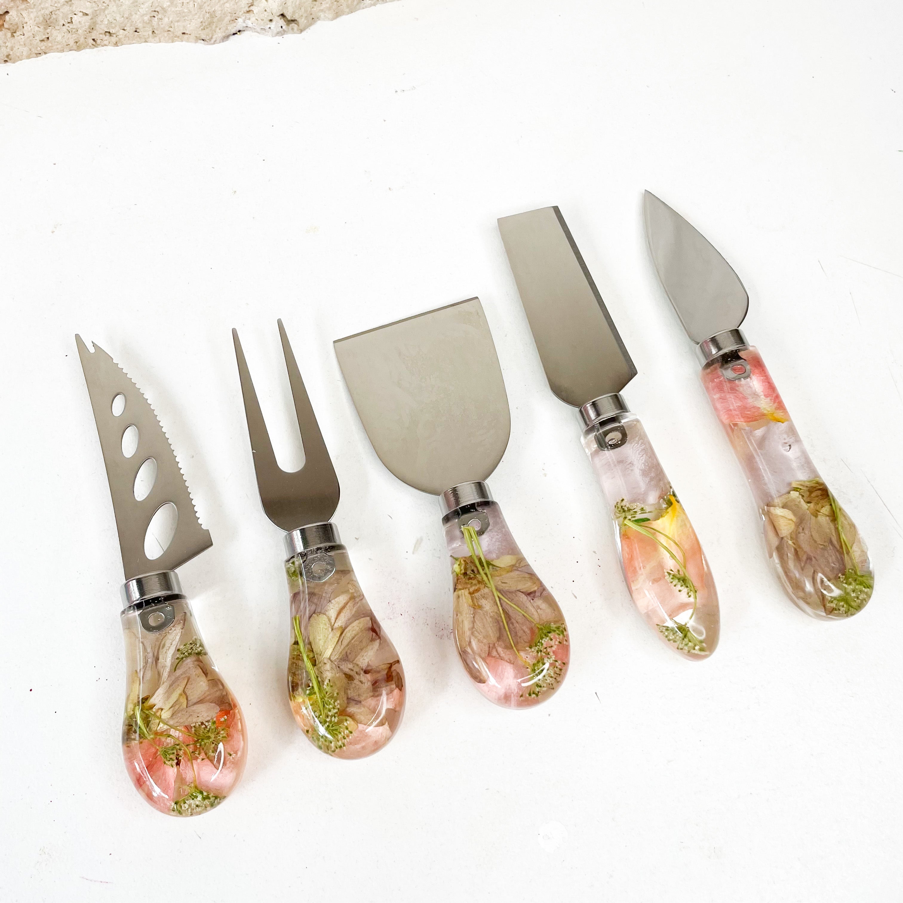 Preserved Flowers Cheese Knives (Add On)