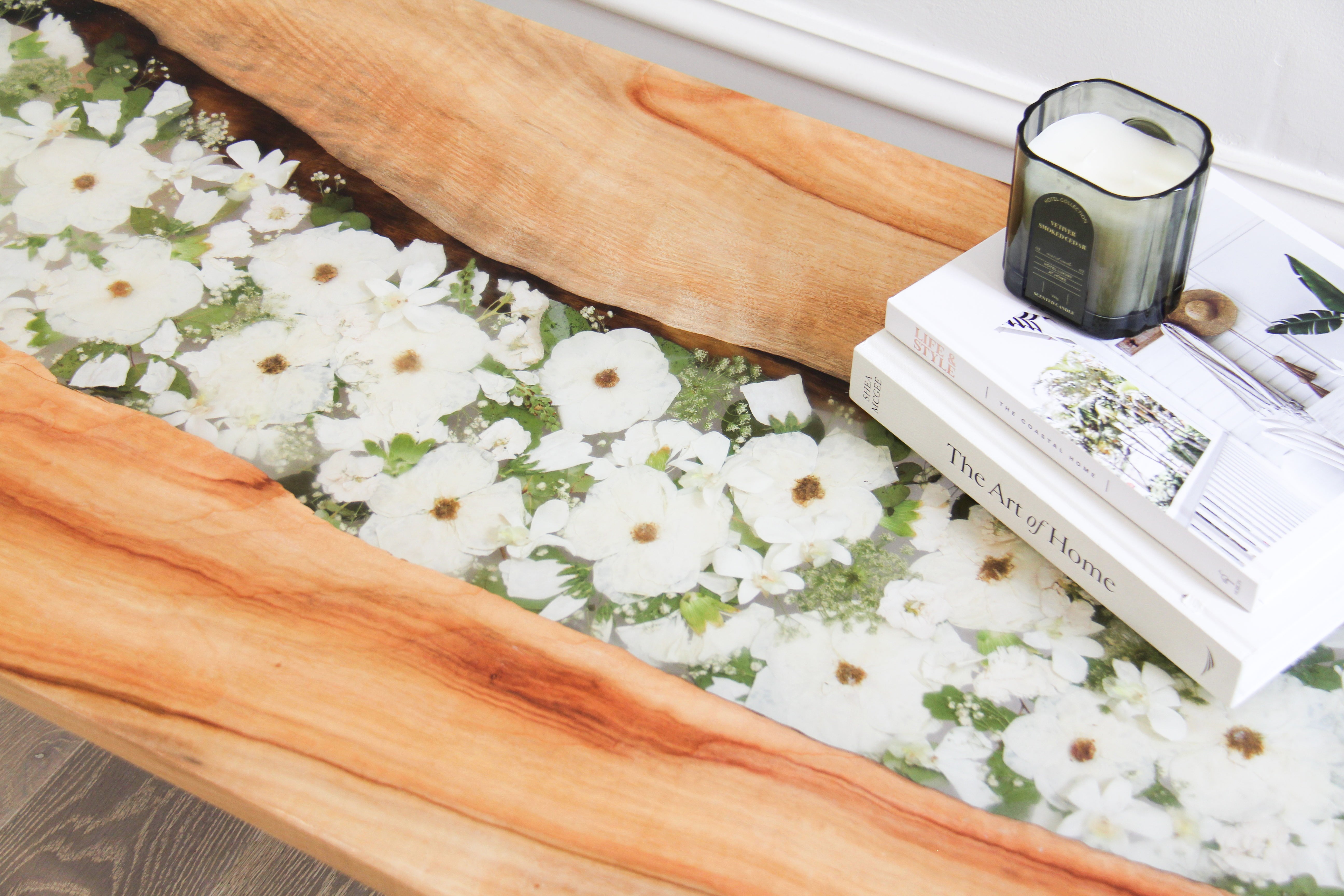 Preserved Flowers Timber Coffee Table