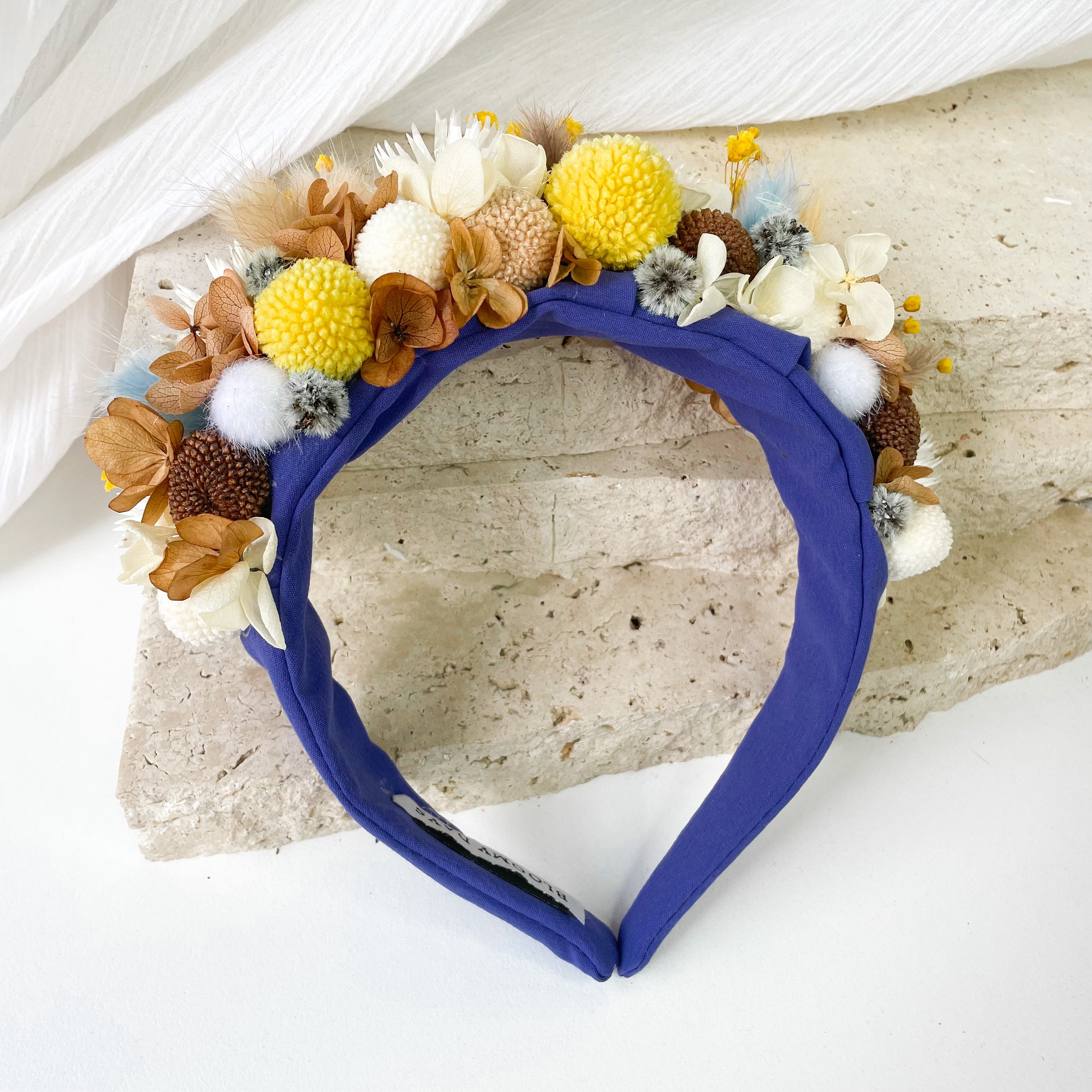 Blue, Yellow & Brown Floral Headband