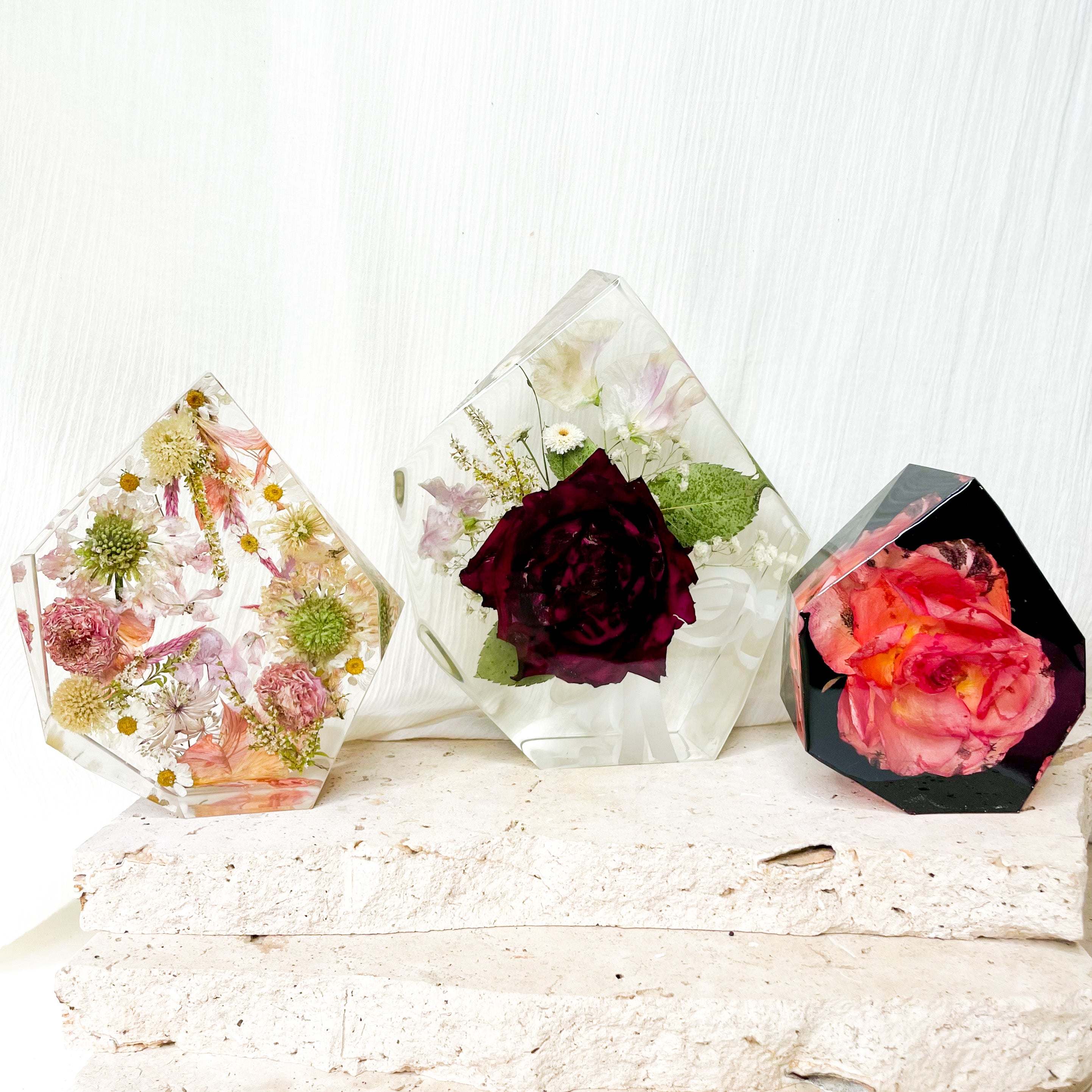 Preserved Flowers Resin Gem Shape