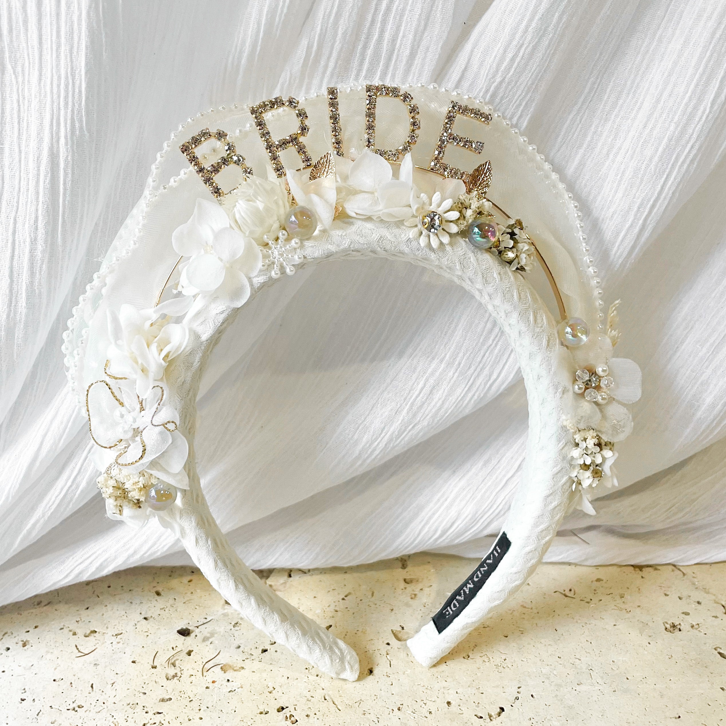 Bride Pearl Ruffle Headband