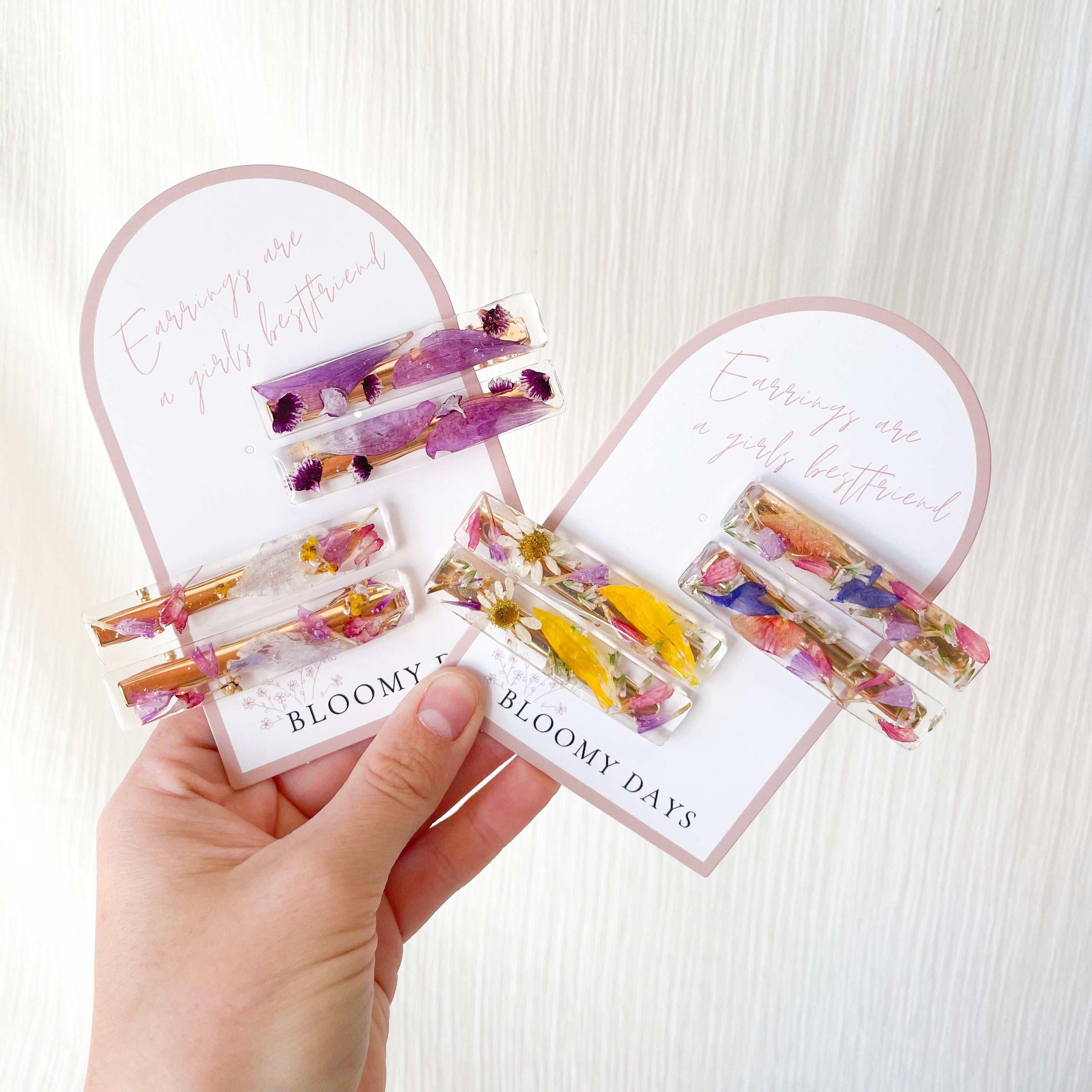 Preserved wedding flowers resin hair clips - wedding bouquet pressed flowers