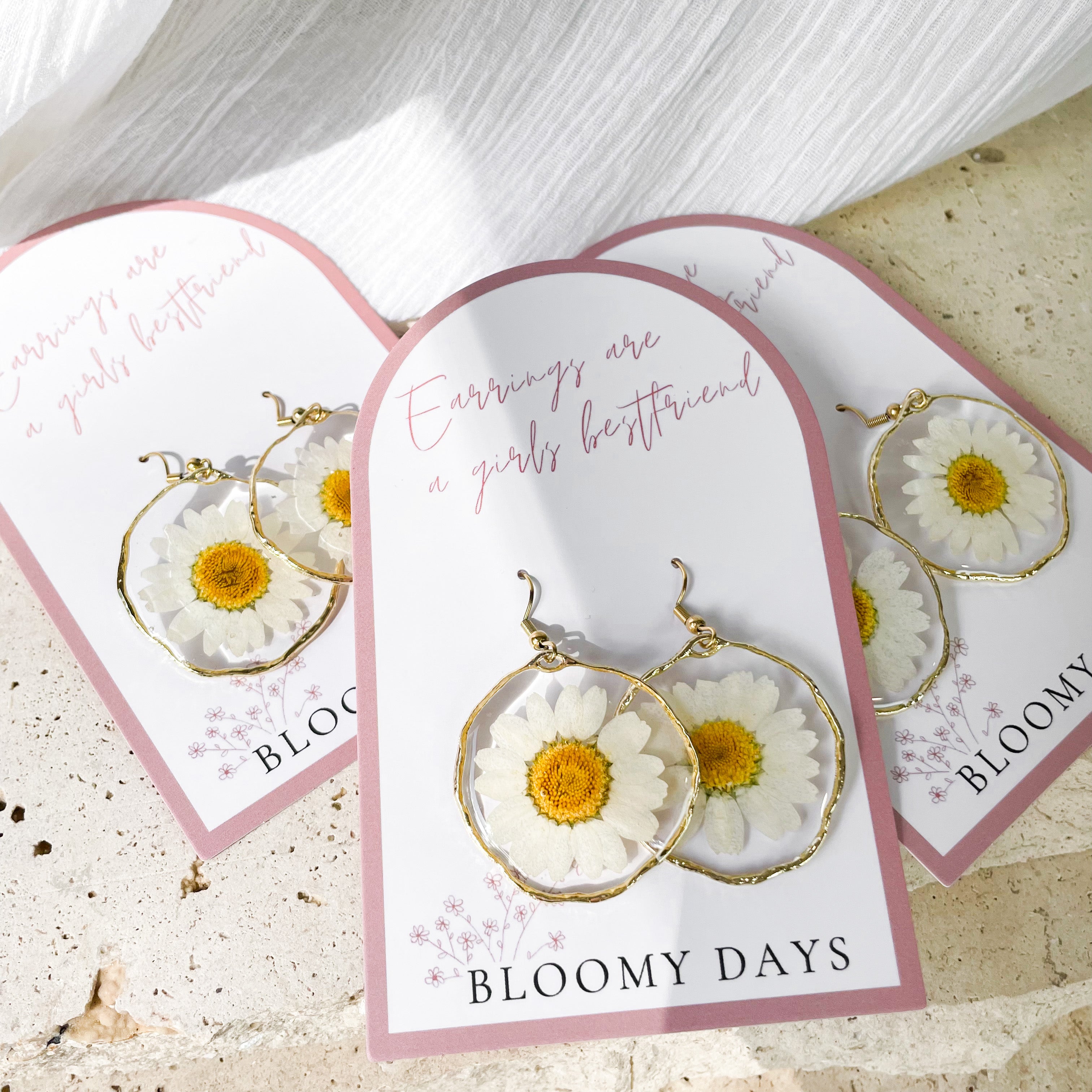 White Daisy Earrings