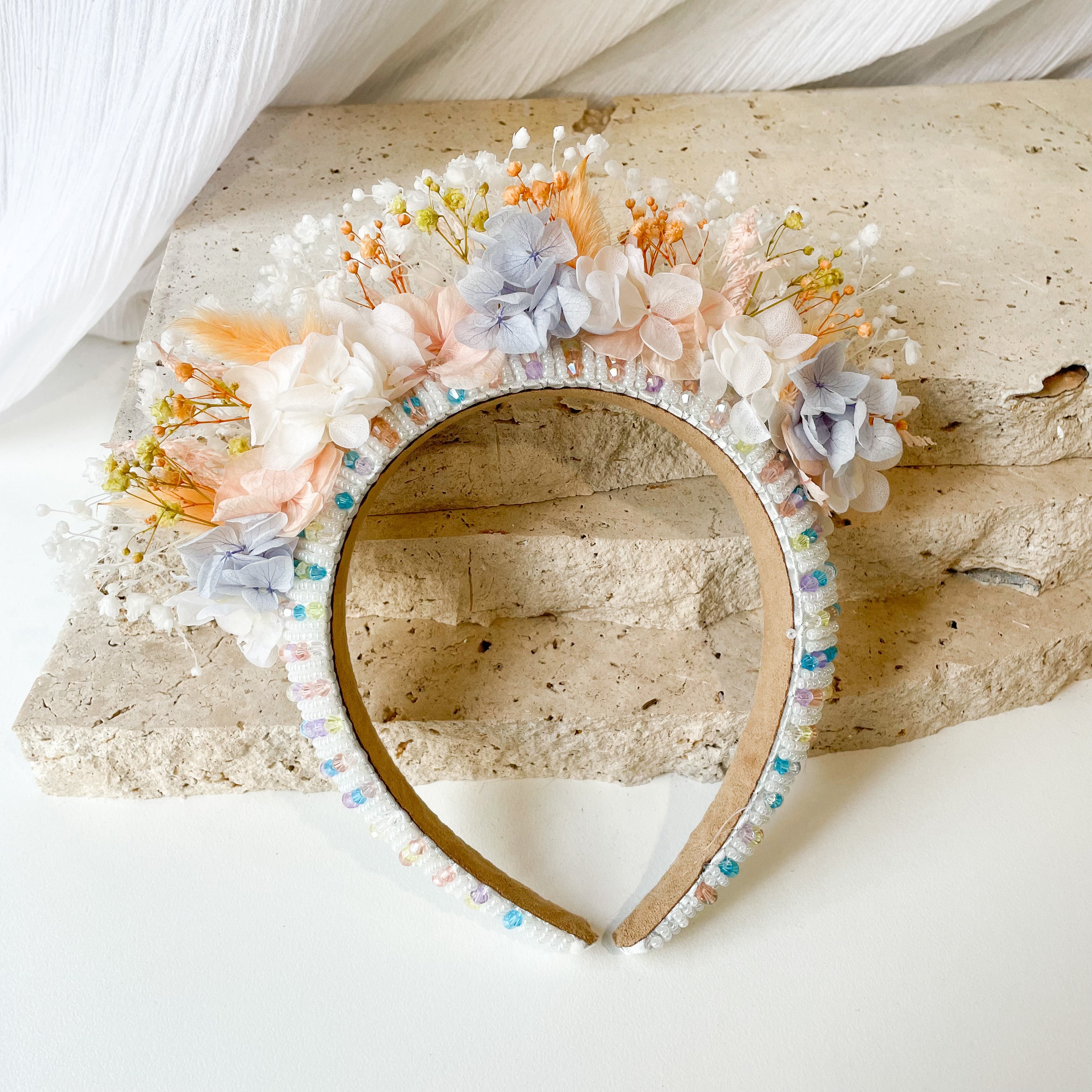Pastel Rainbow Beaded Headband