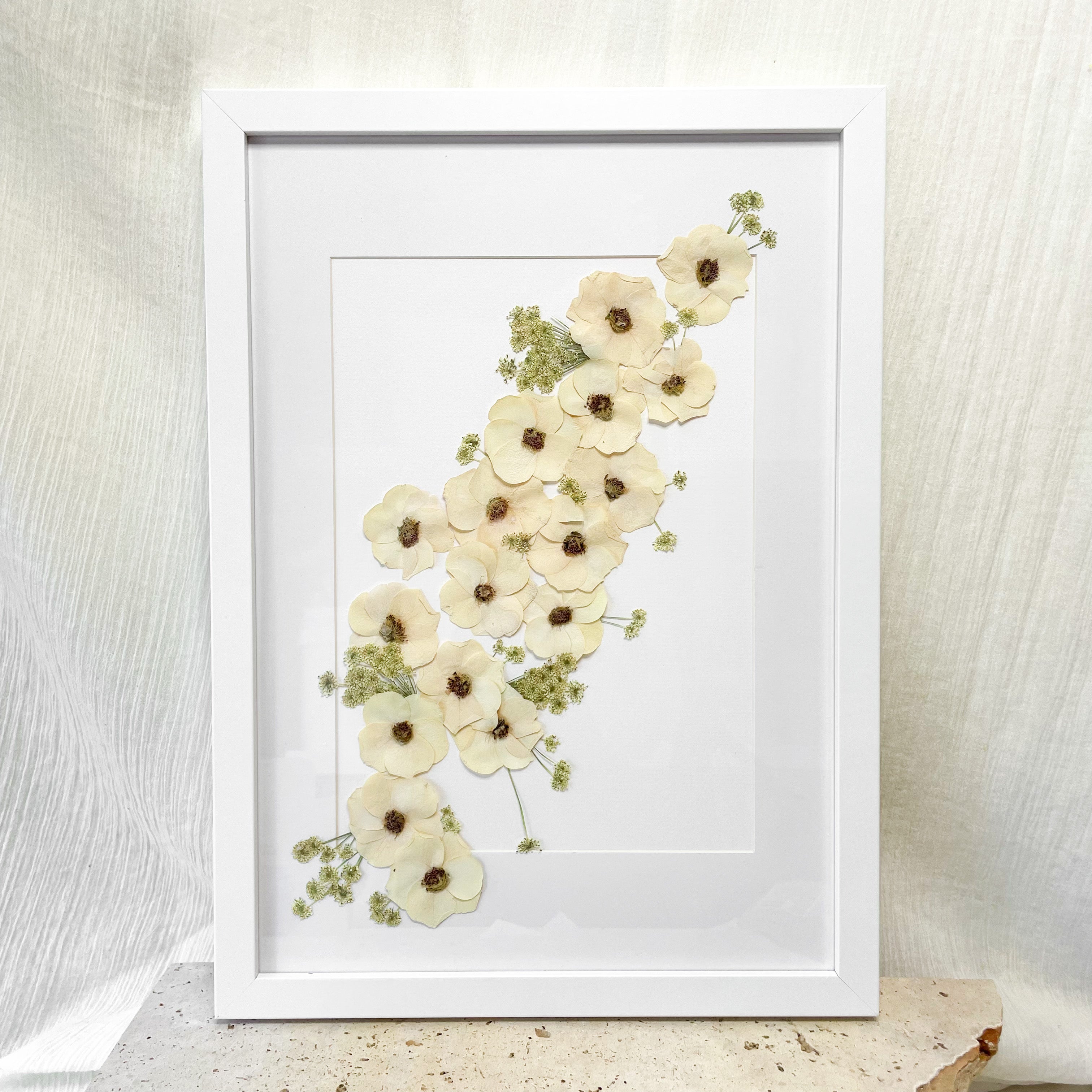 Preserved wedding bouquet - pressed flowers - white rose