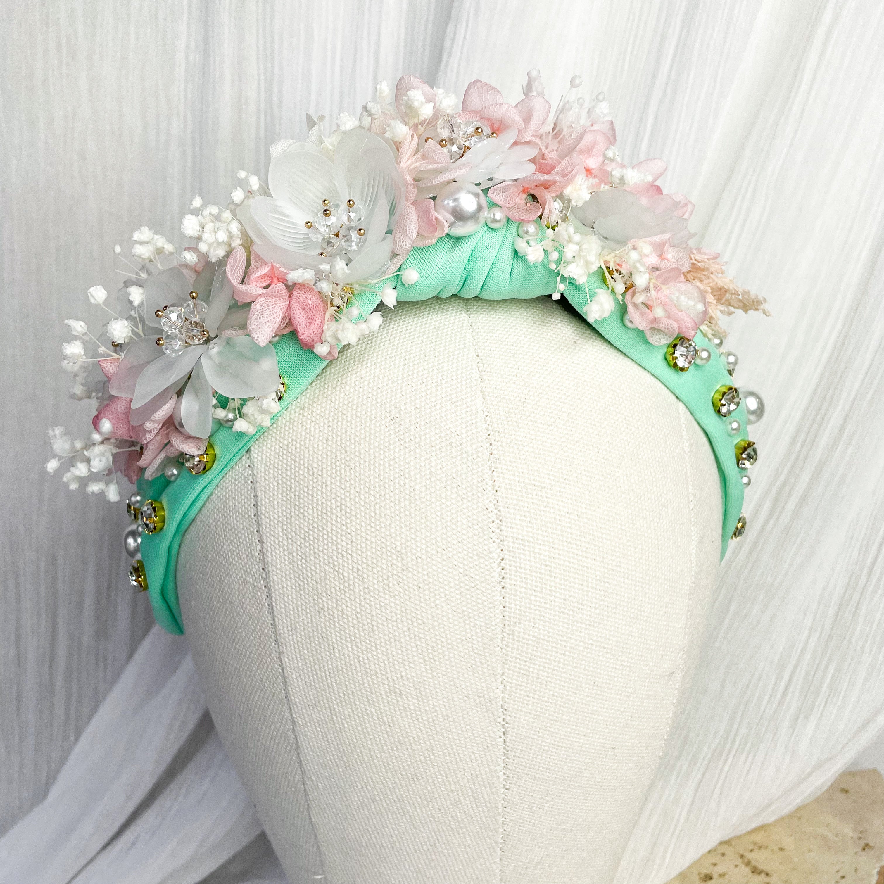 Aqua Pearl Floral Headband