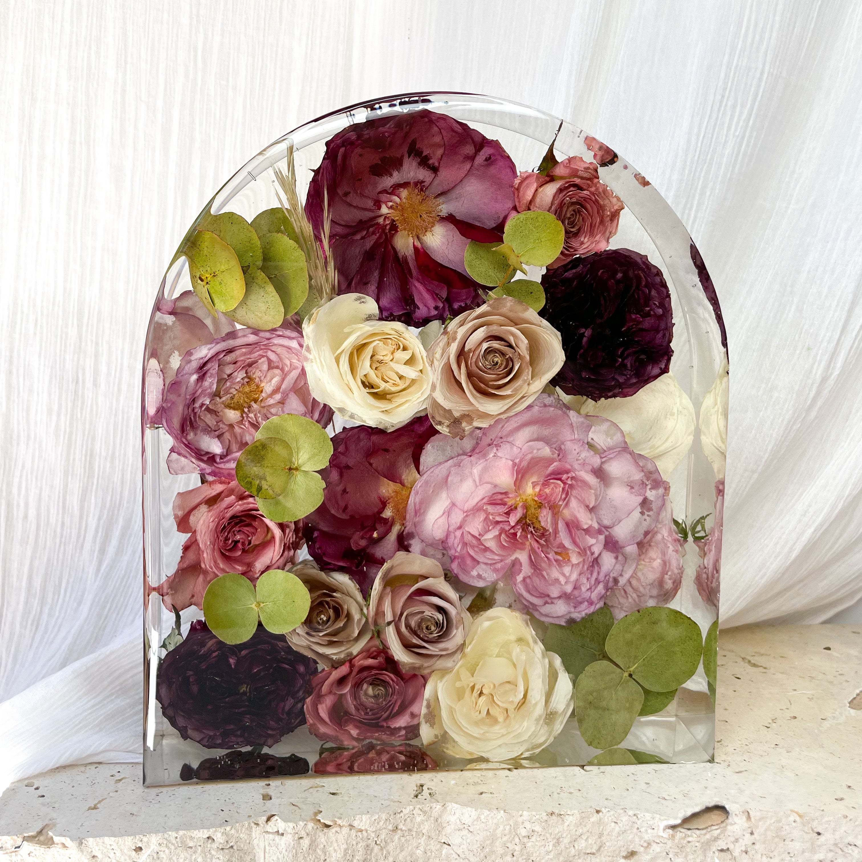 preserved-wedding flowers in extra large resin arch - roses