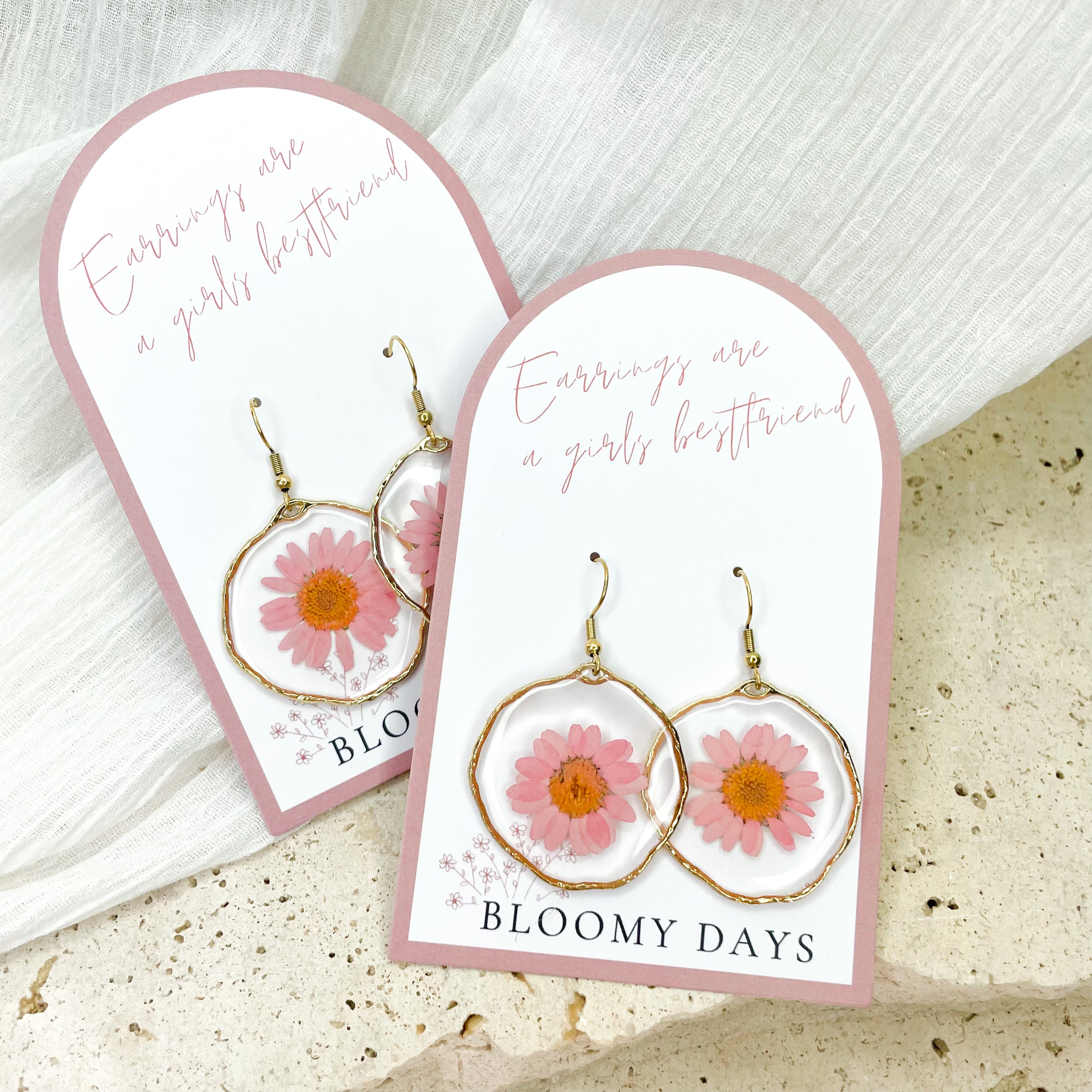 Pink Daisy Earrings