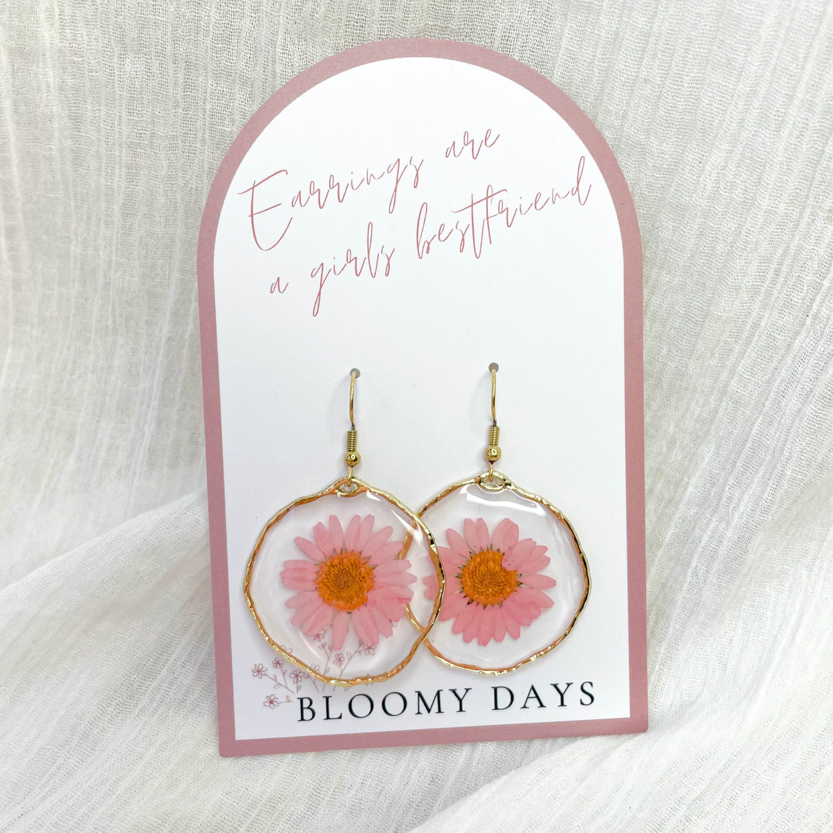 Pink Daisy Earrings