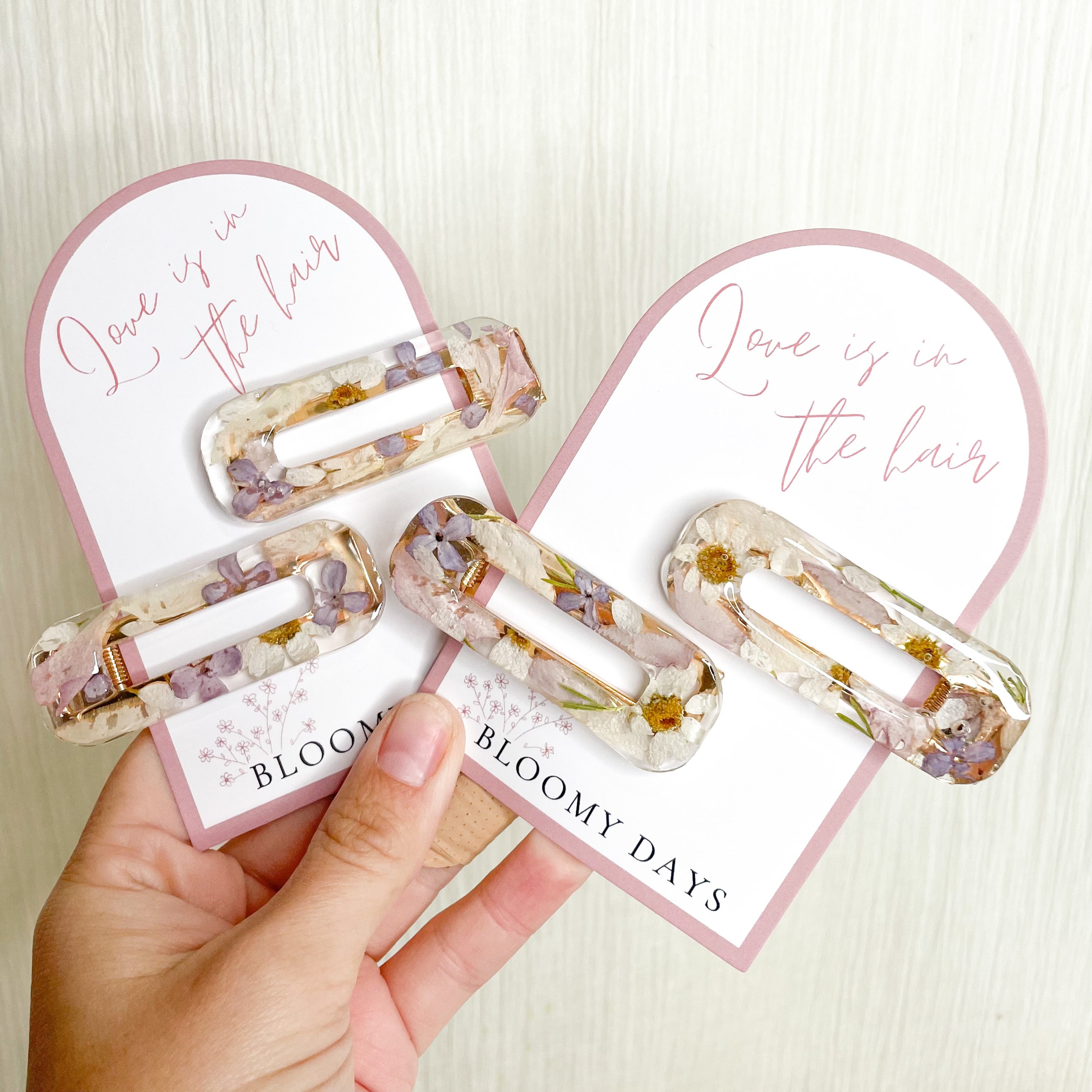 Preserved wedding flowers resin hair clips - wedding bouquet pressed flowers