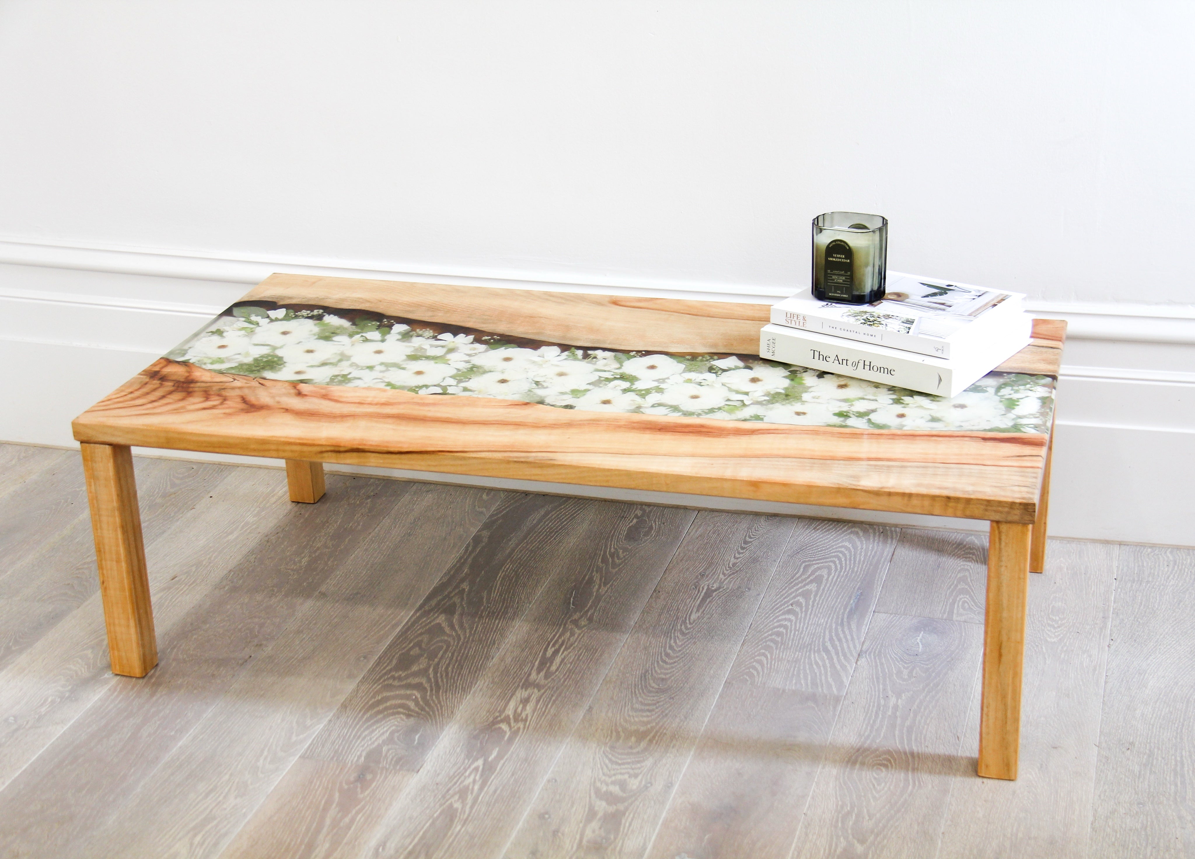 Preserved Flowers Timber Coffee Table