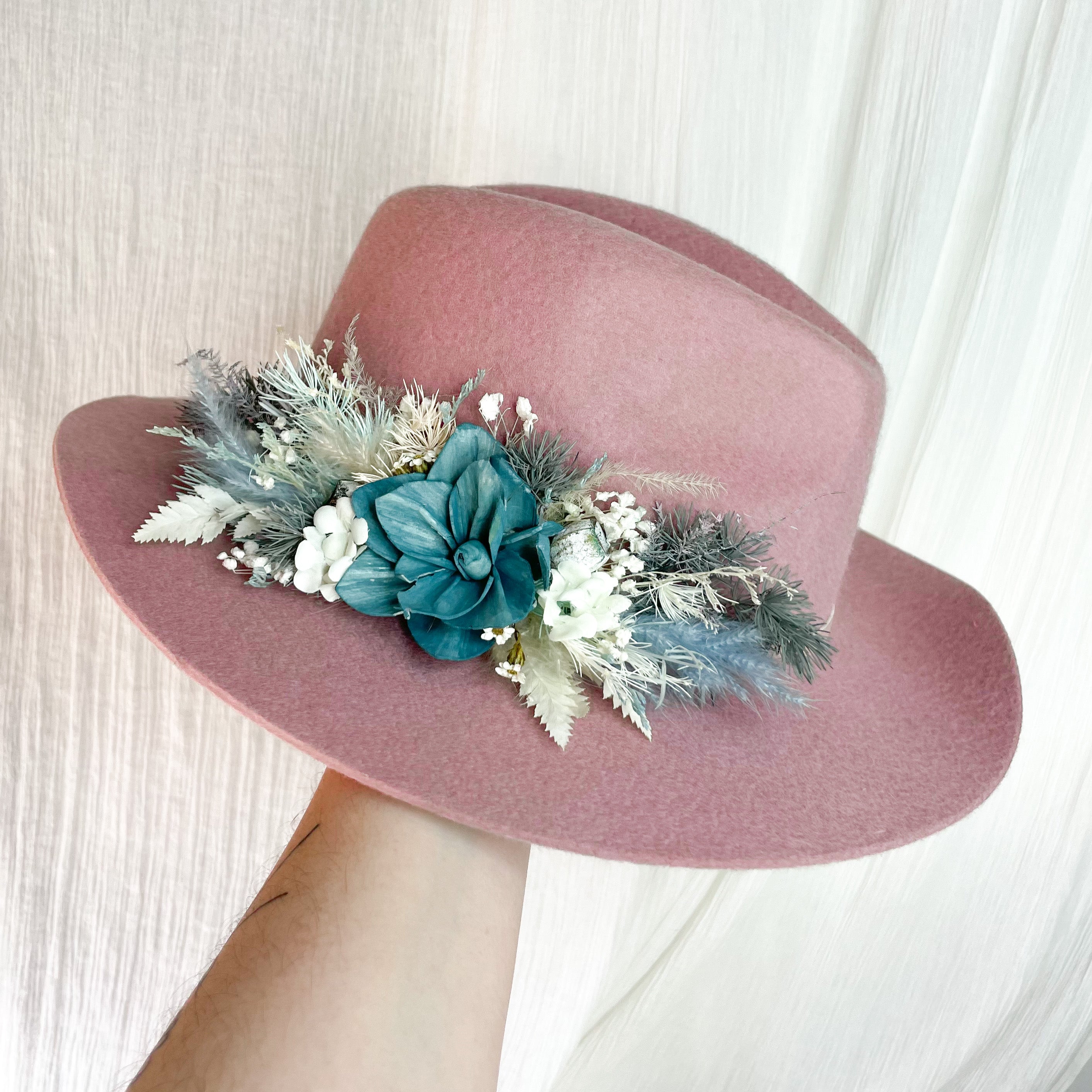 Pink & Blue Floral Hat - Small