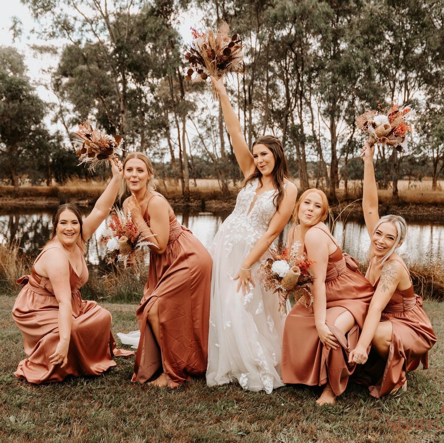 ballarat wedding bridal party dried flowers