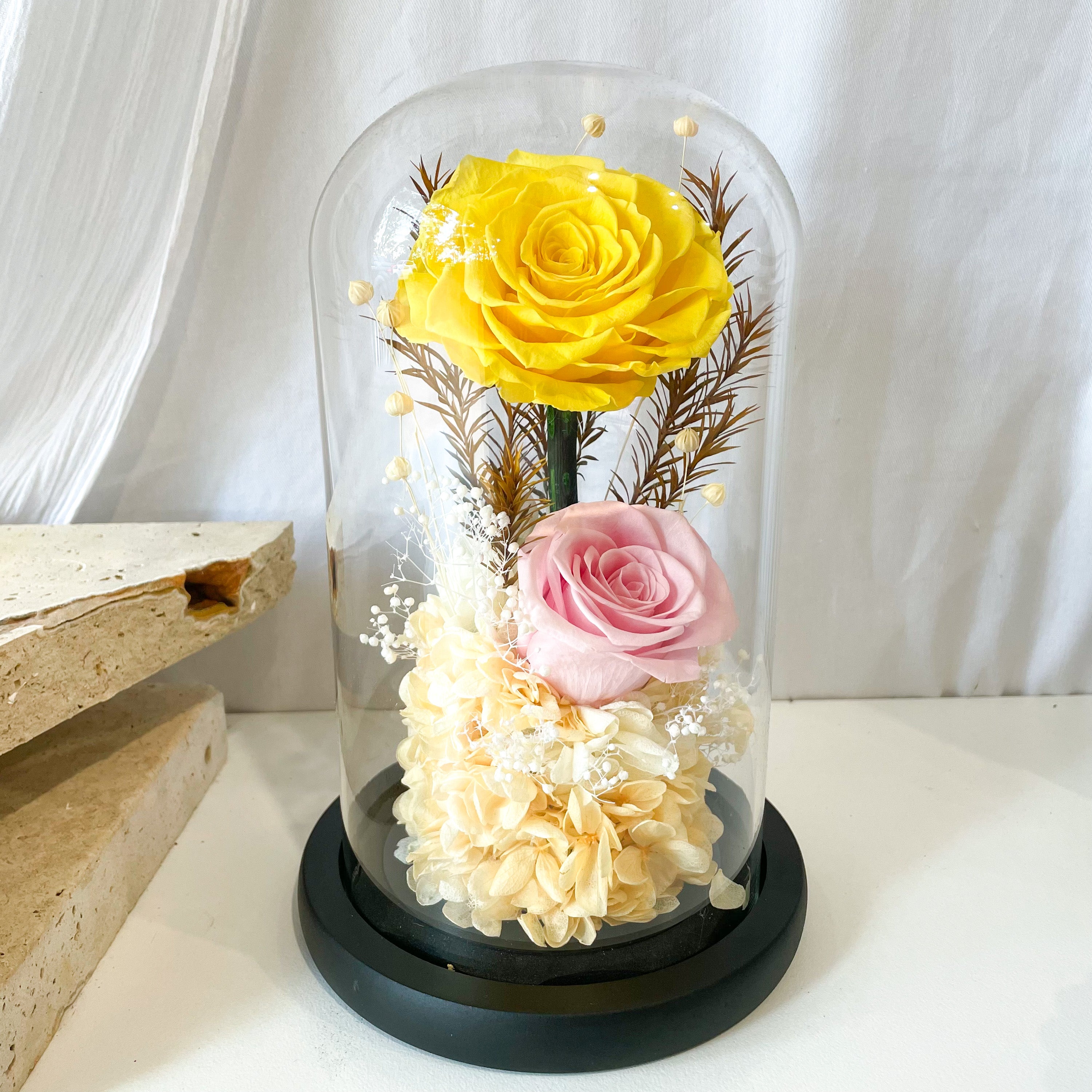 Sunrise Rose - Glass Dome