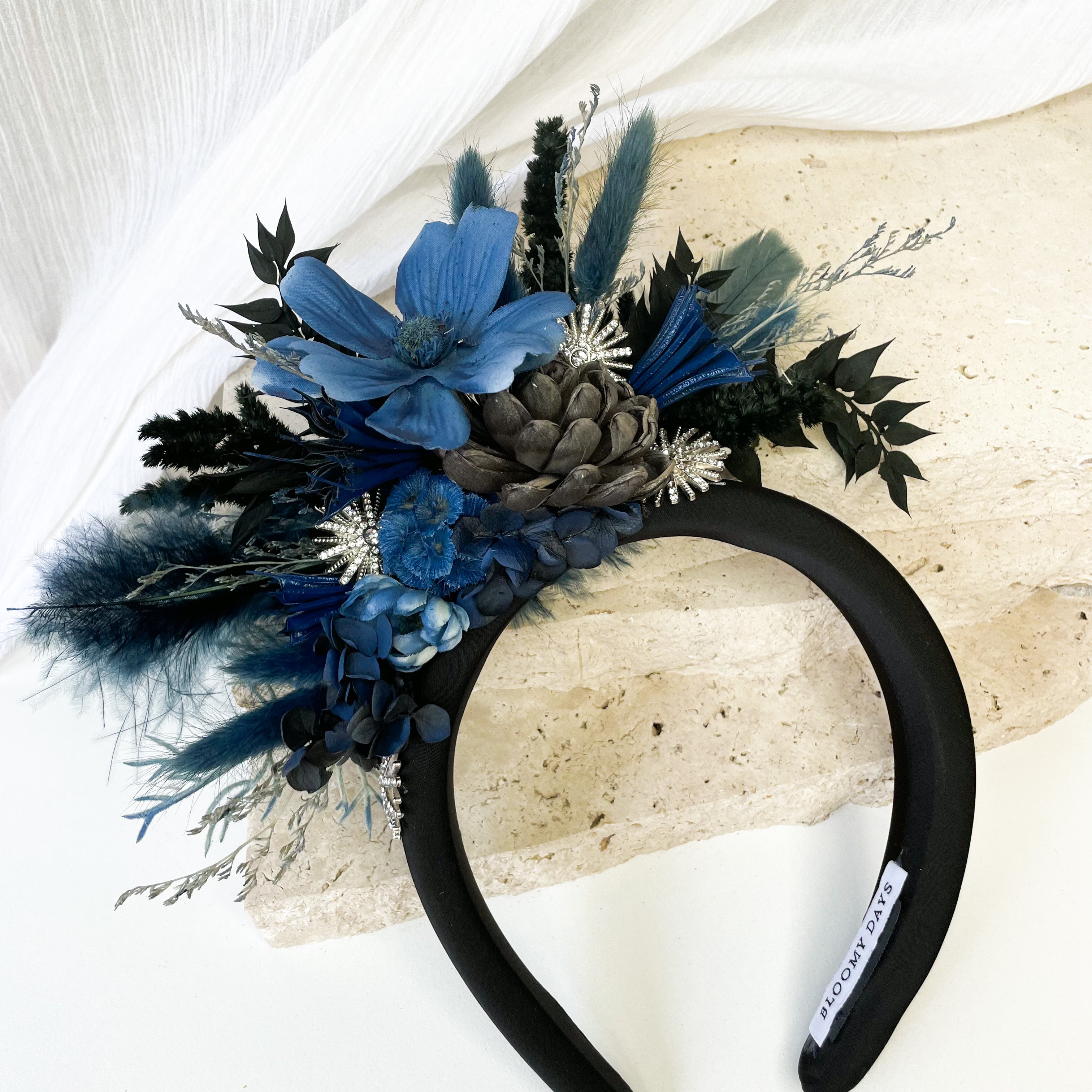 Black & Navy Floral Headband