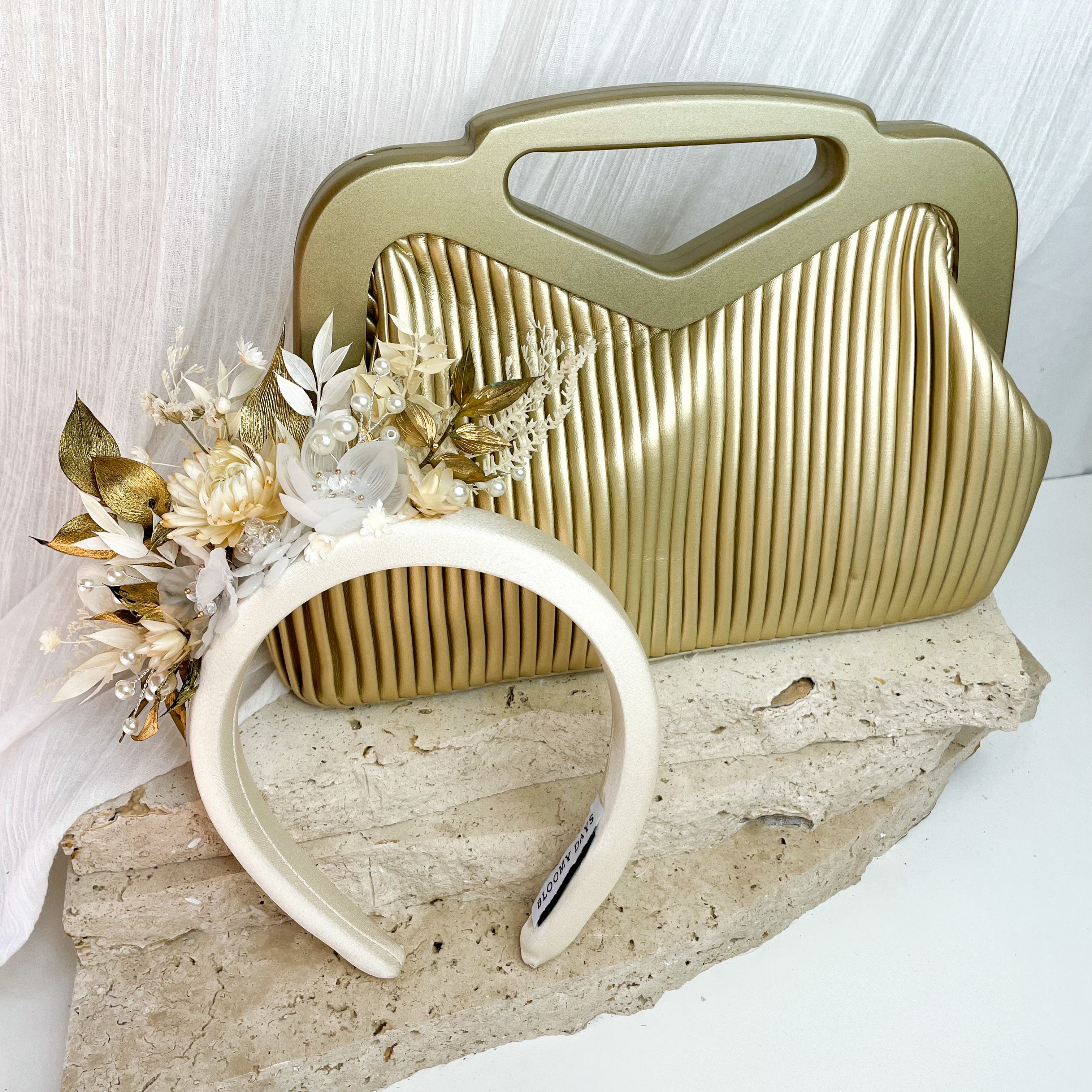 Gold Pleated Clutch Bag