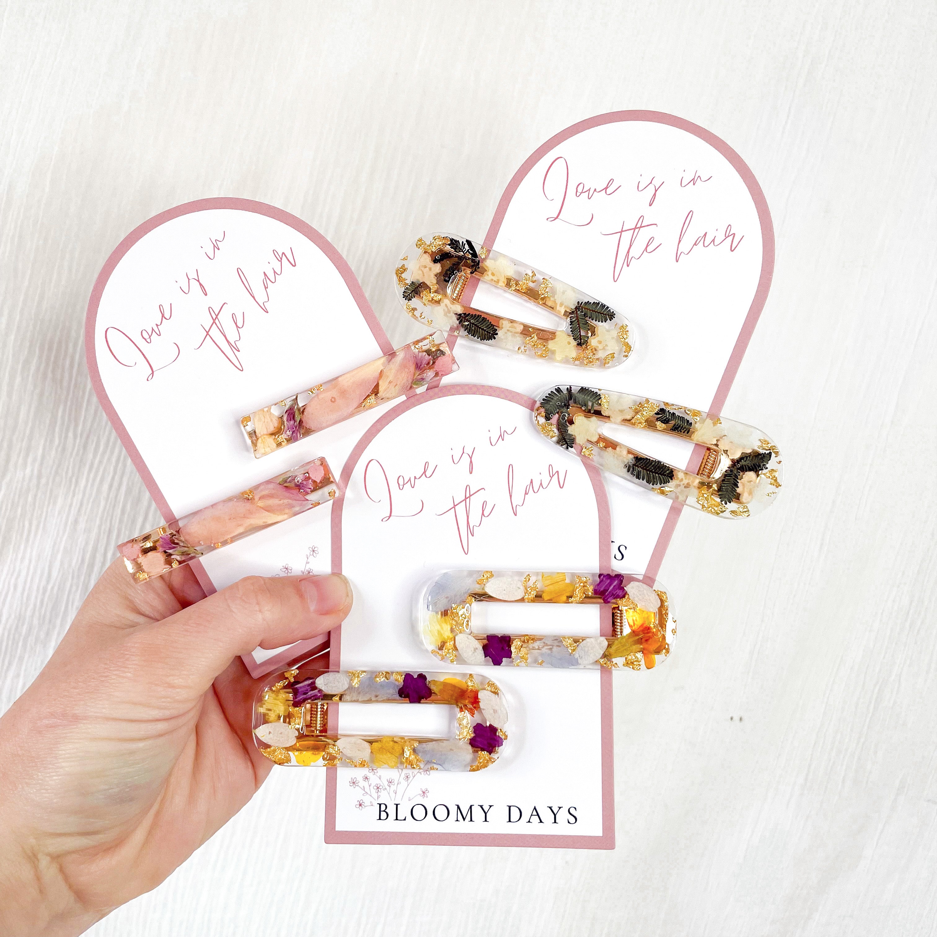 Preserved Flowers Resin Hair Clips - Assorted Styles