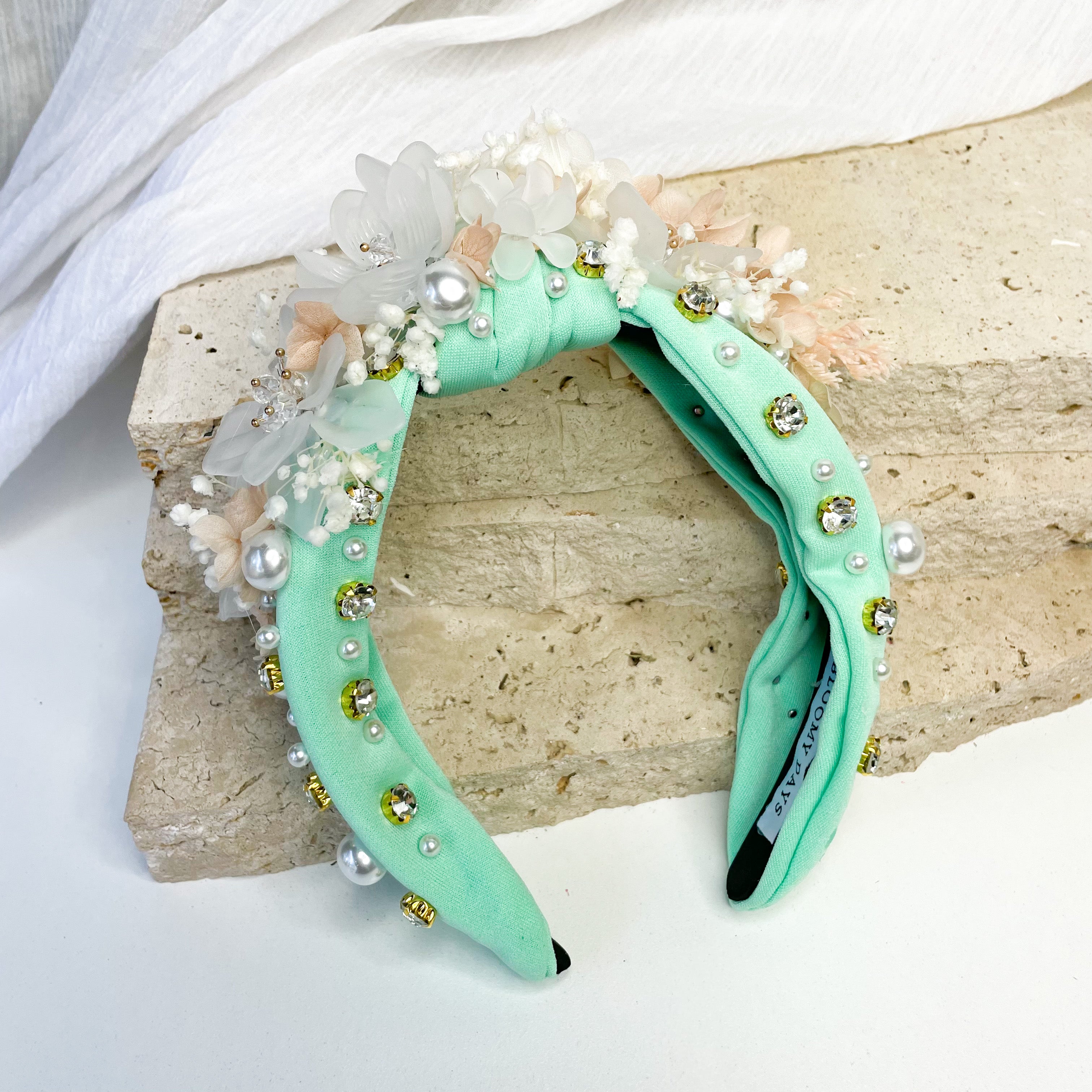 Aqua Pearl Floral Headband