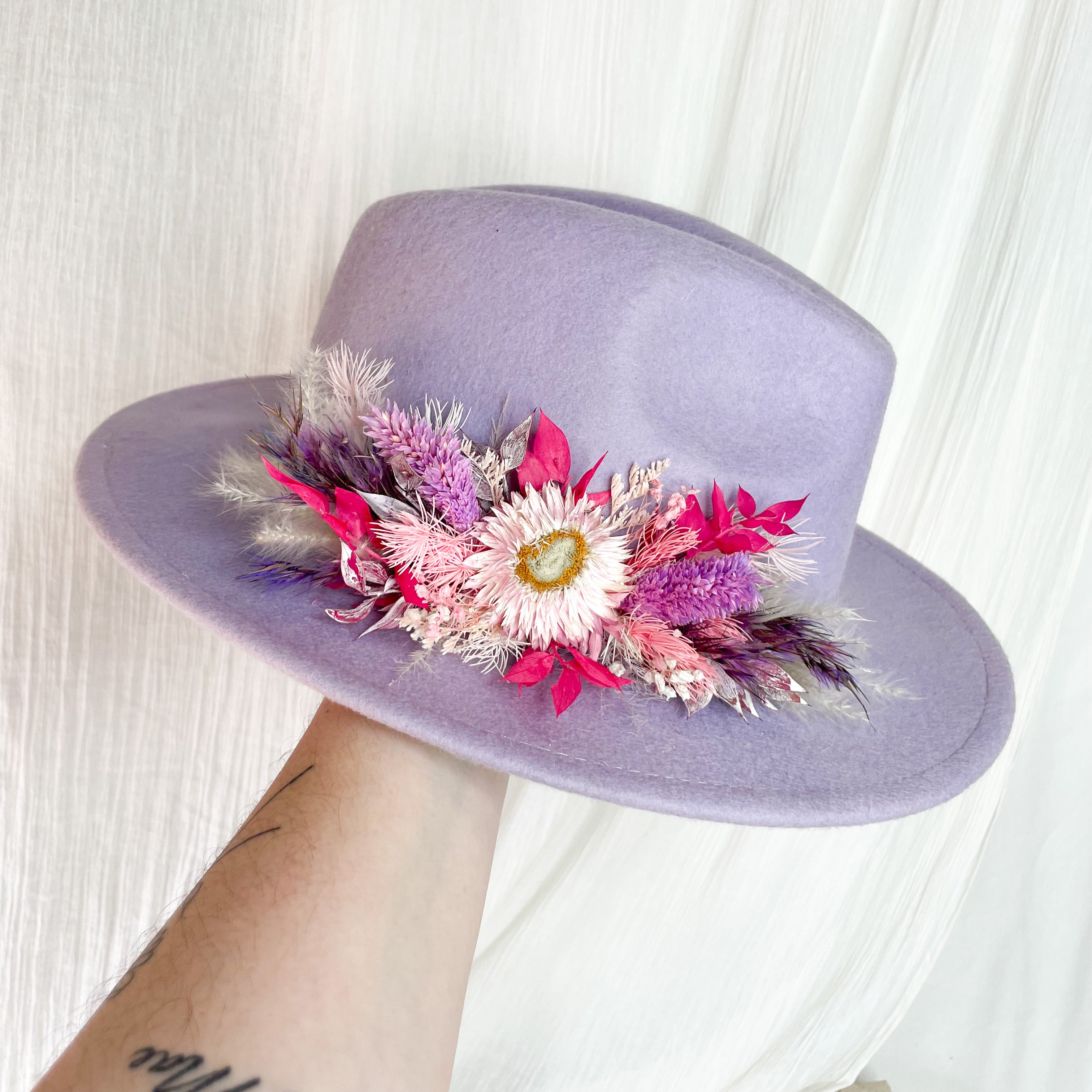 Lilac & Hot Pink Floral Hat - Small