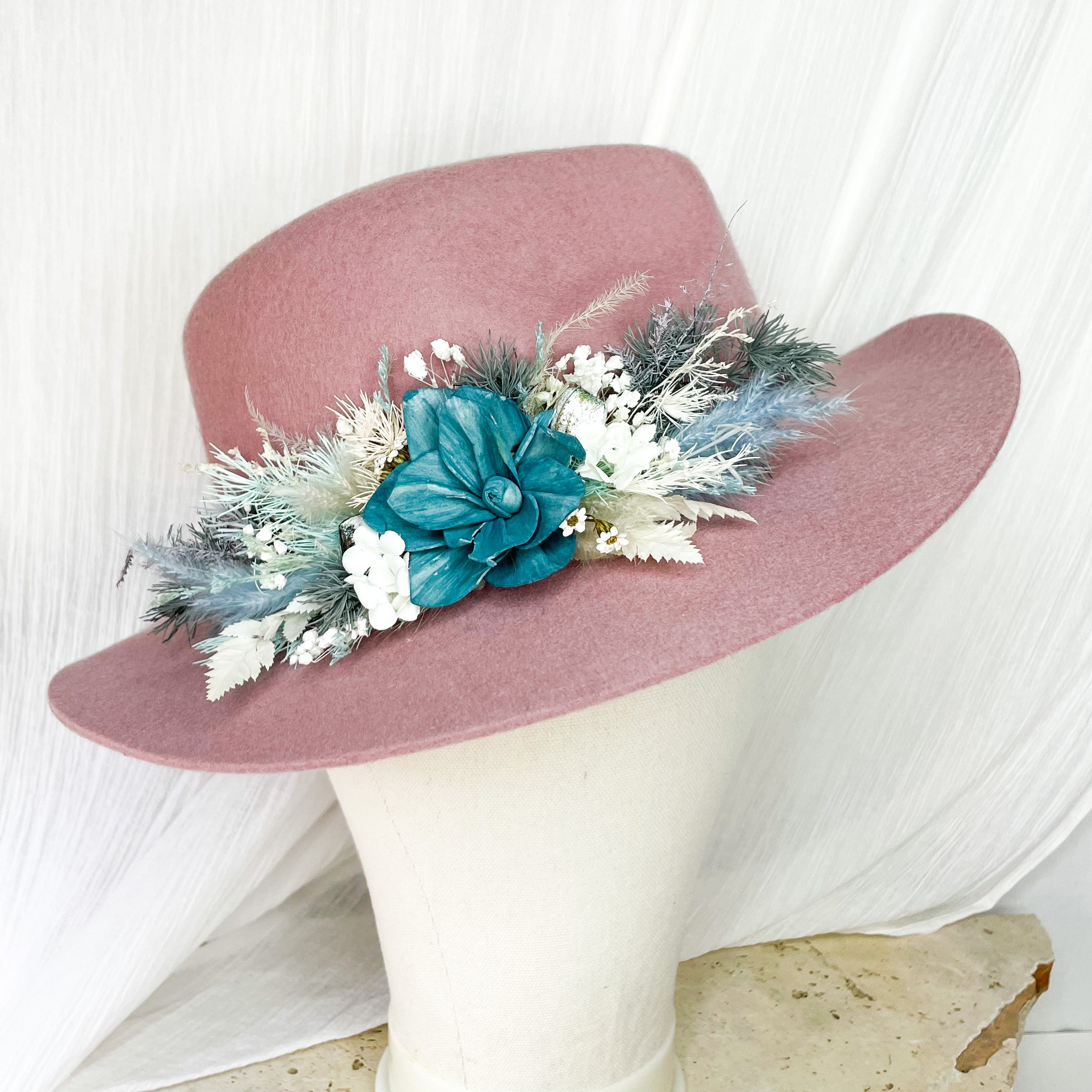 Pink & Blue Floral Hat - Small