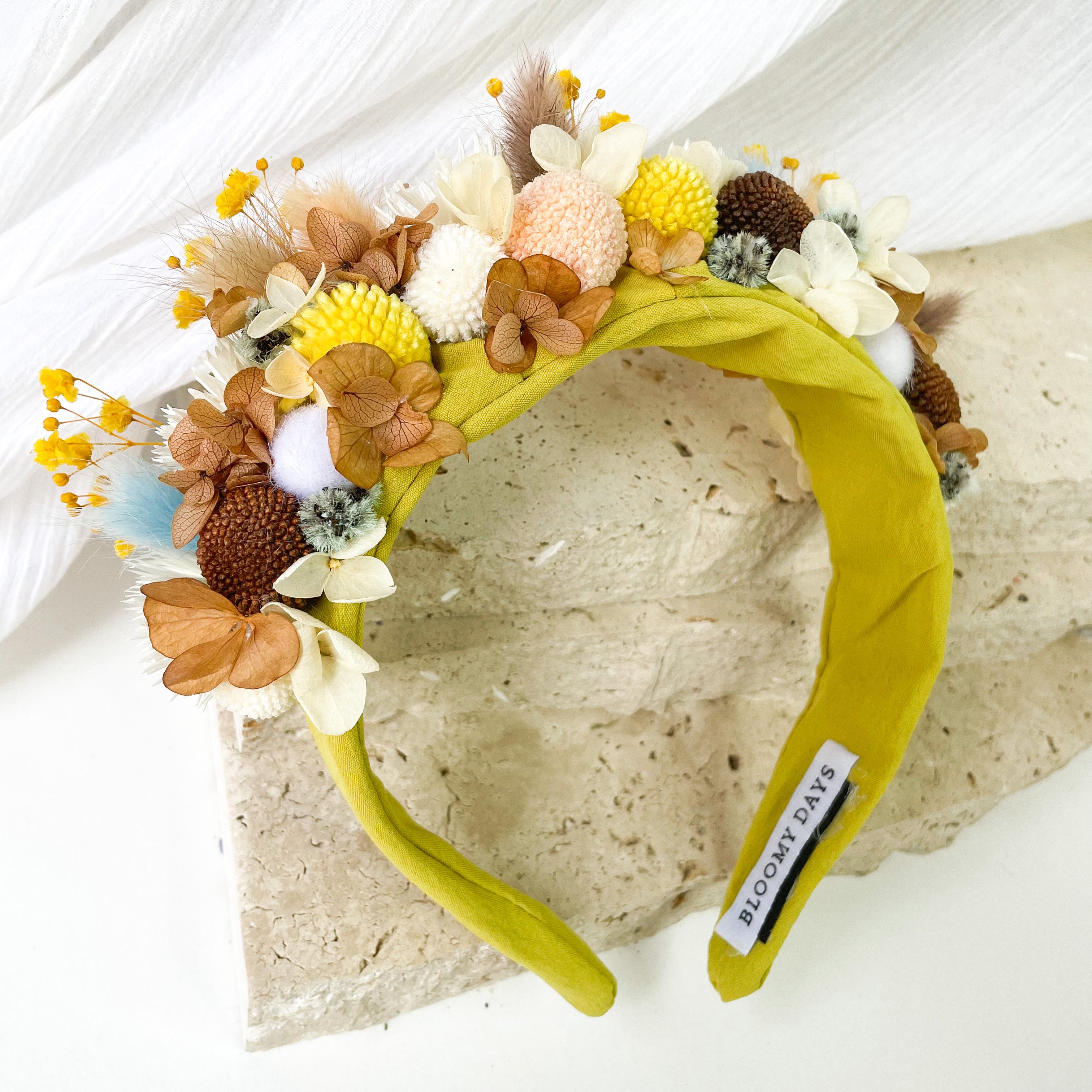 Yellow & Brown Floral Headband