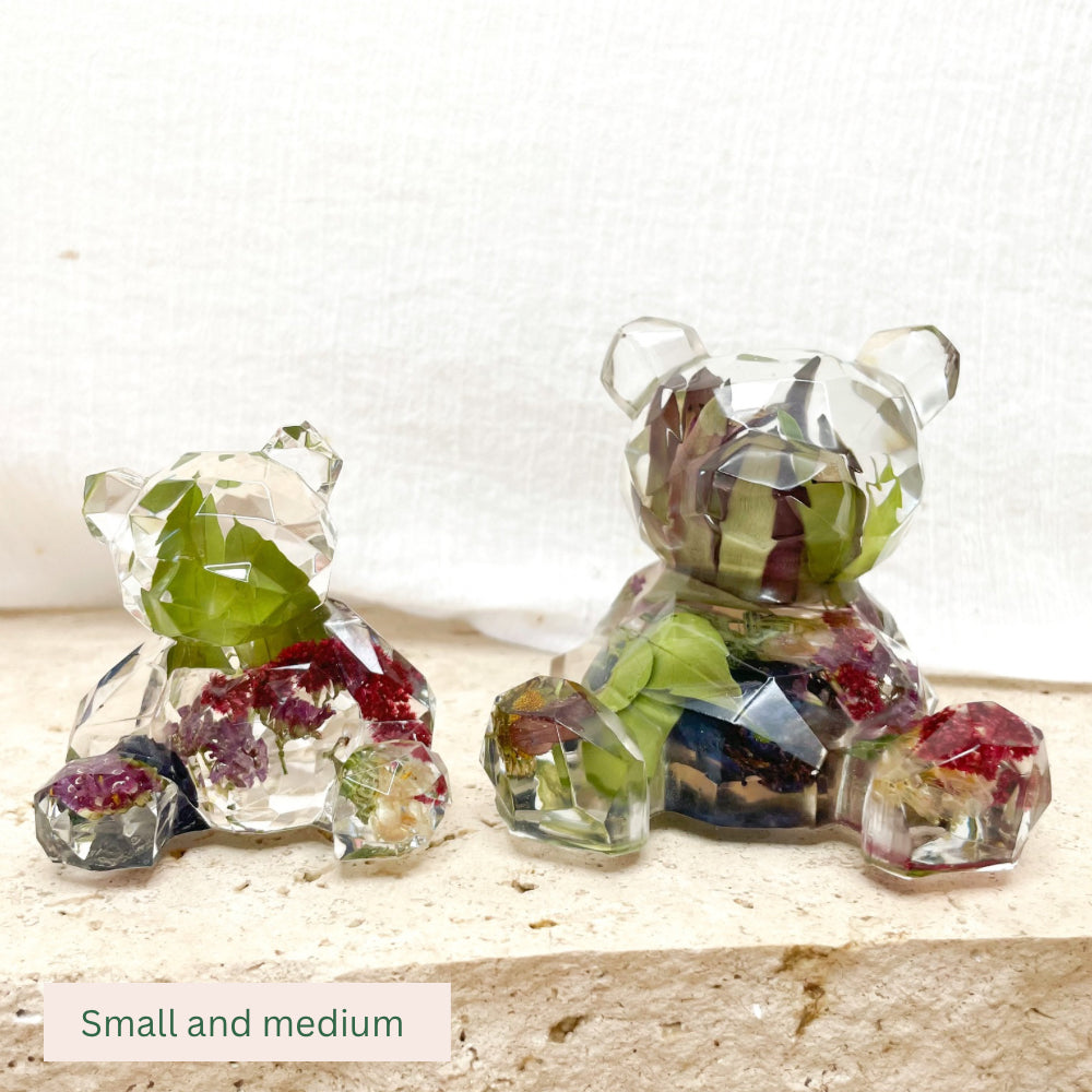 Preserved Flowers Resin Teddy Bears
