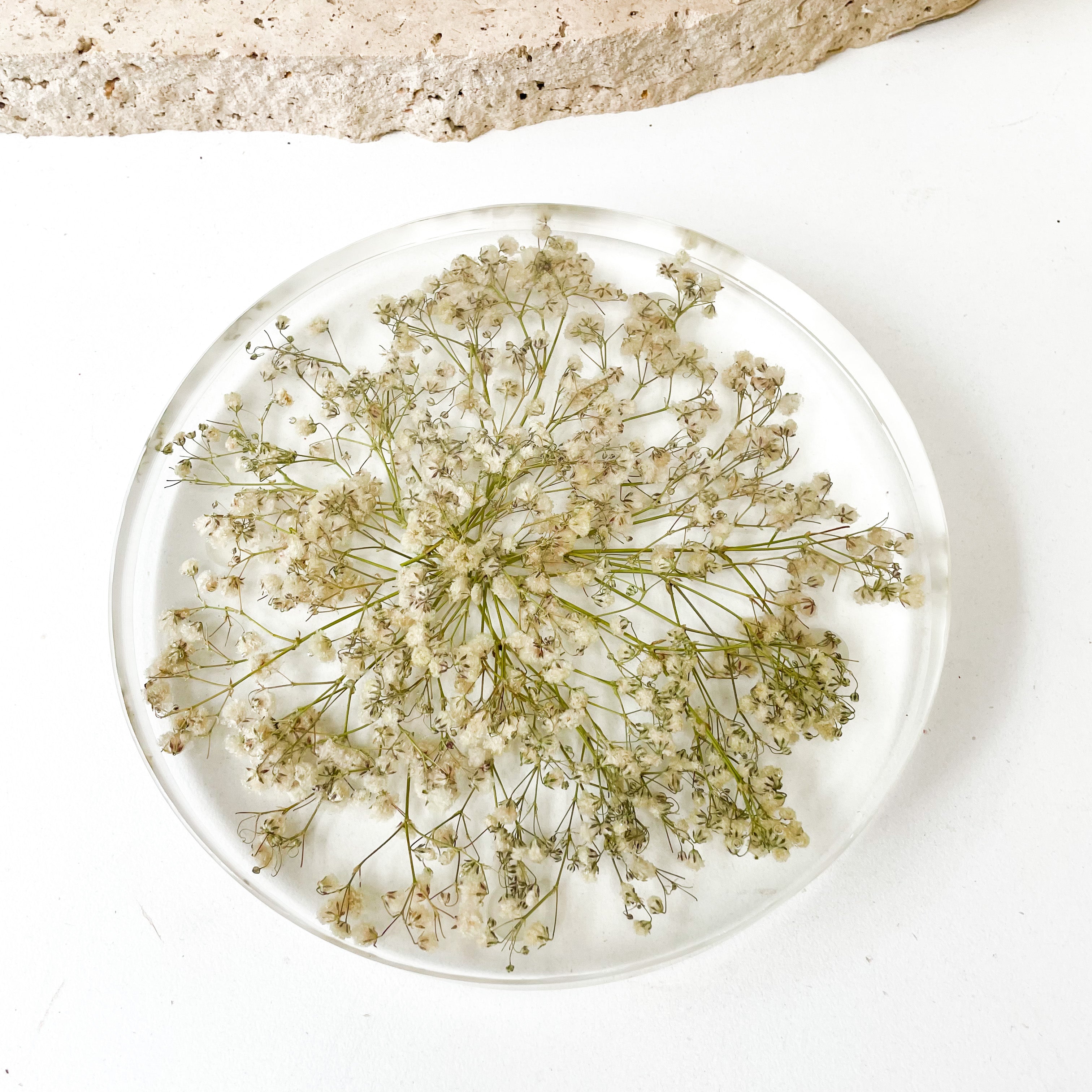 Preserved Flowers Resin Round Tray