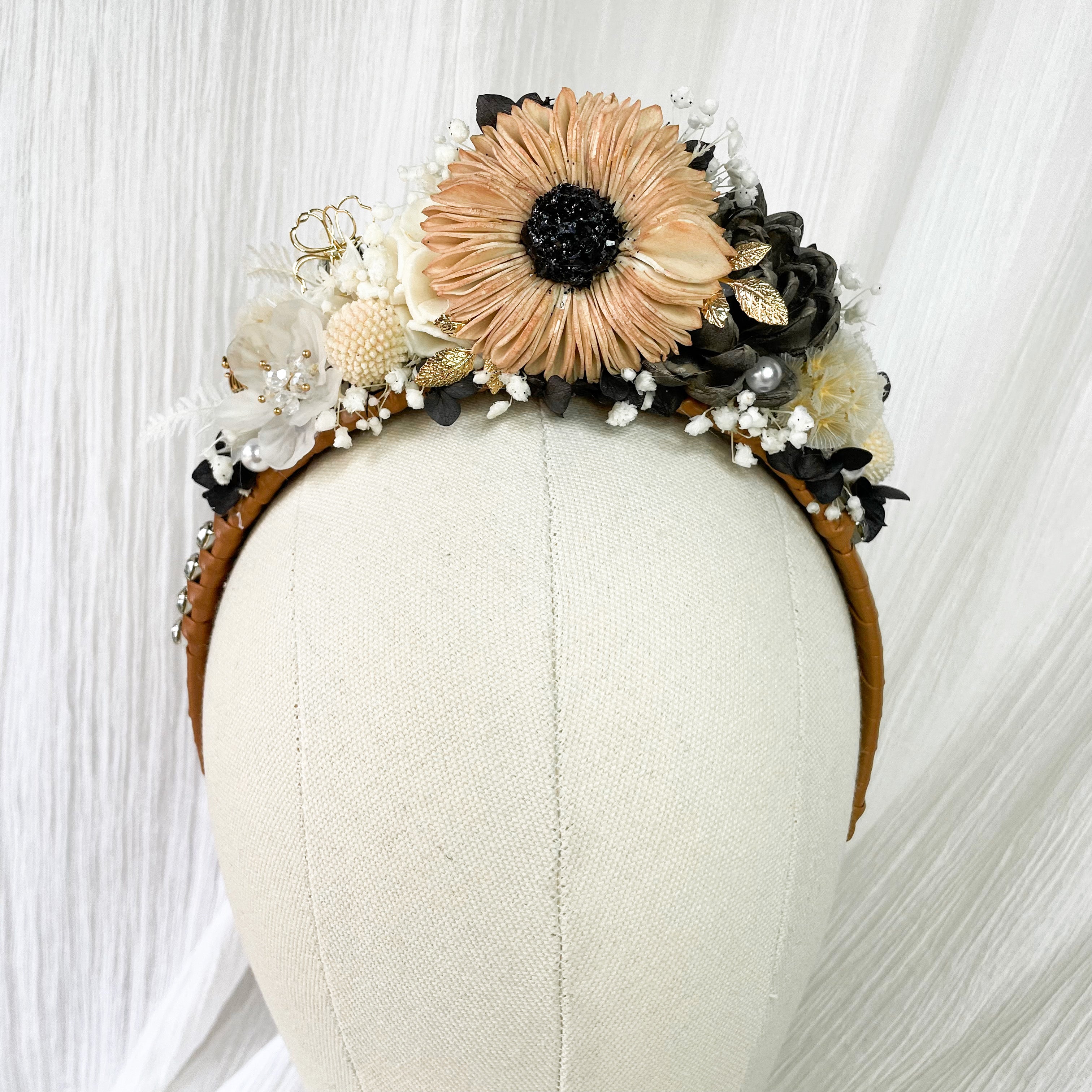 Black & Tan Jewelled Floral Headband