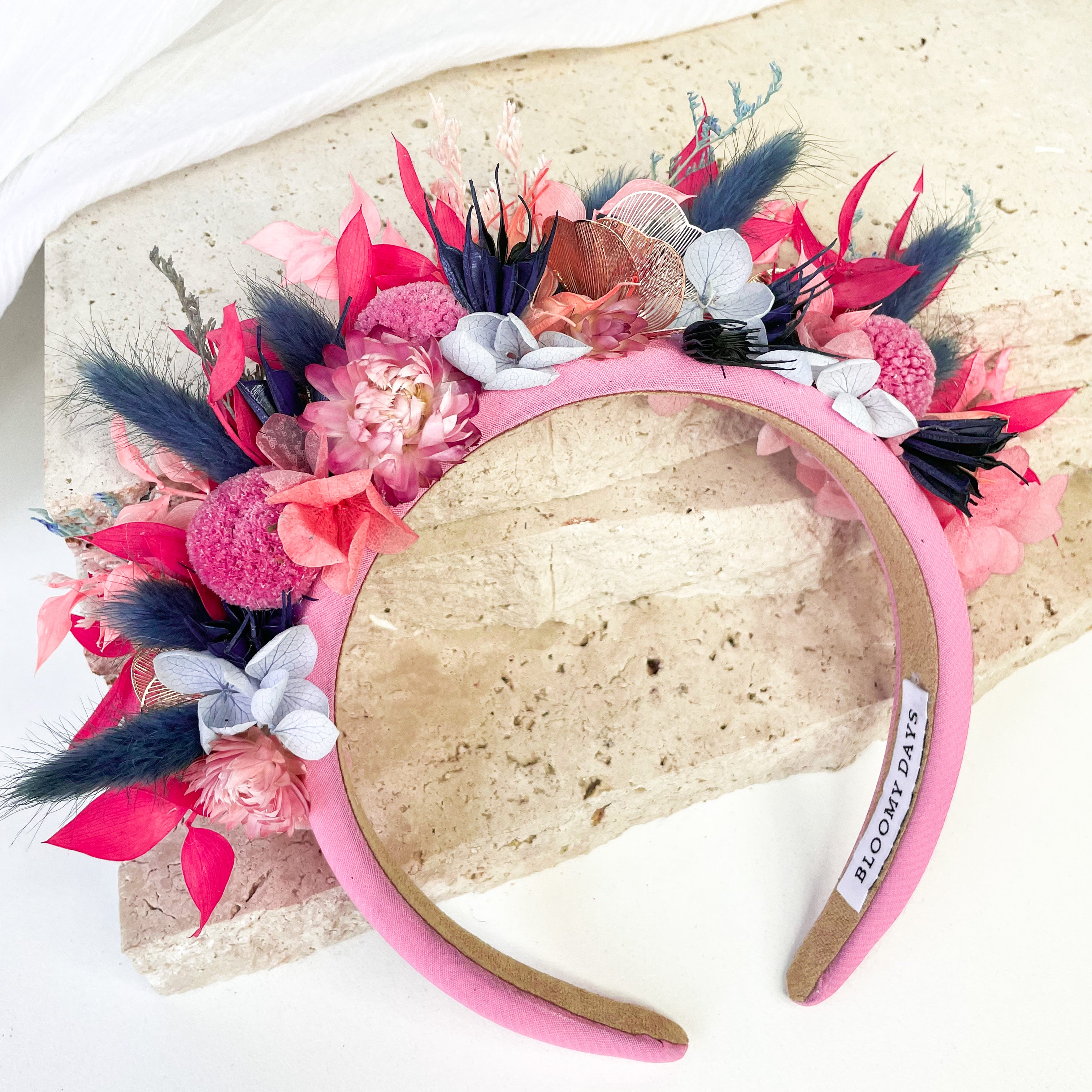 Hot Pink & Navy Floral Headband