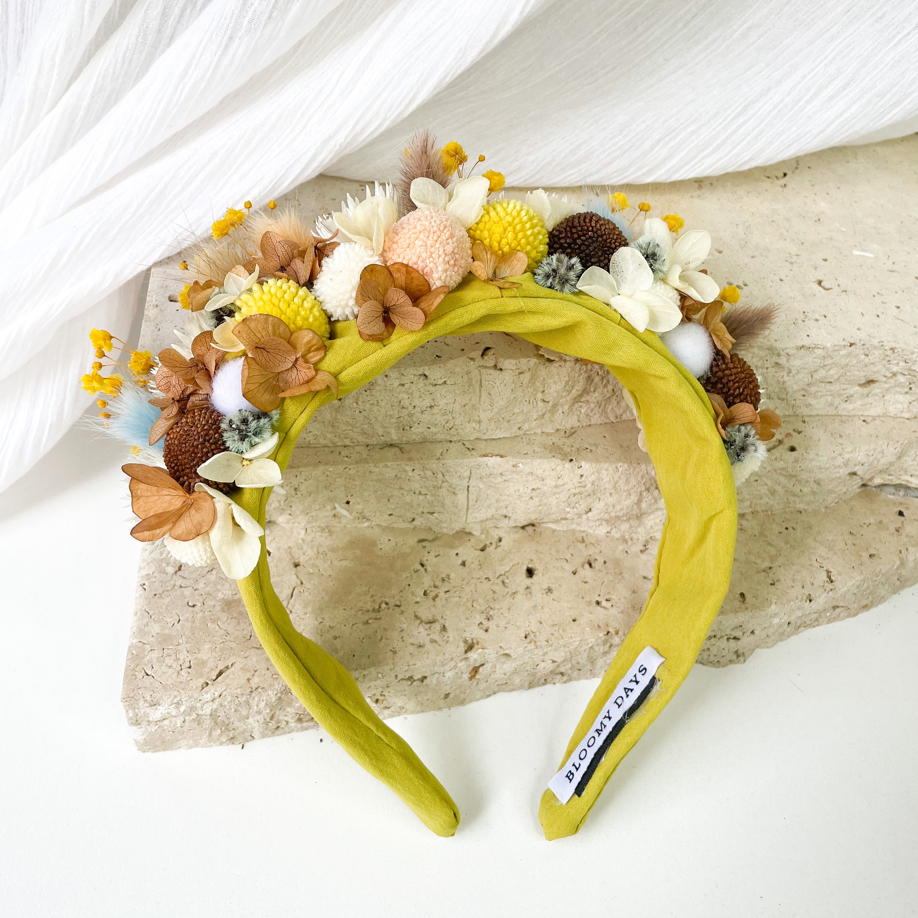 Yellow & Brown Floral Headband