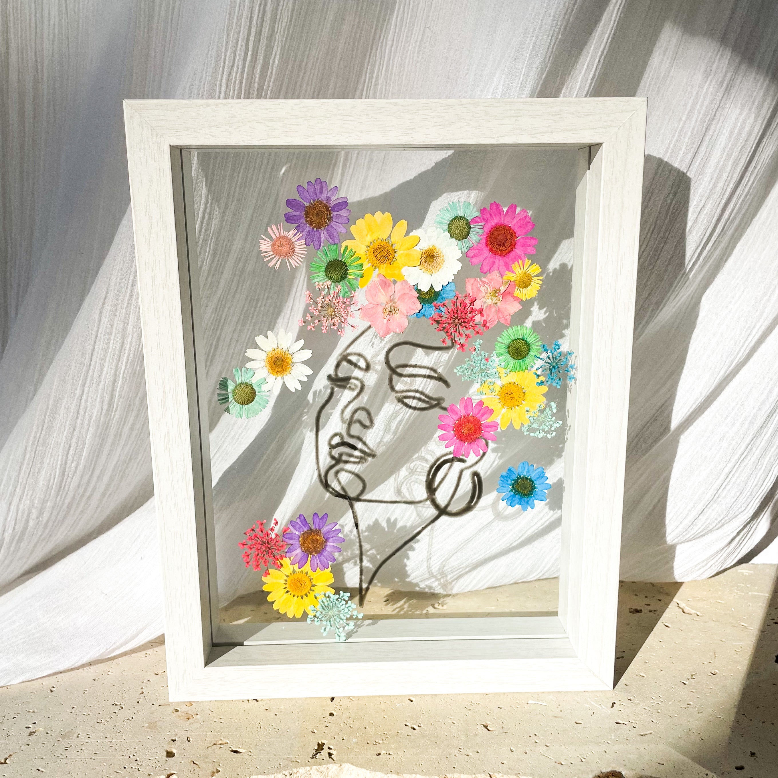 Rhea Pressed Flower Frame - Whitewash