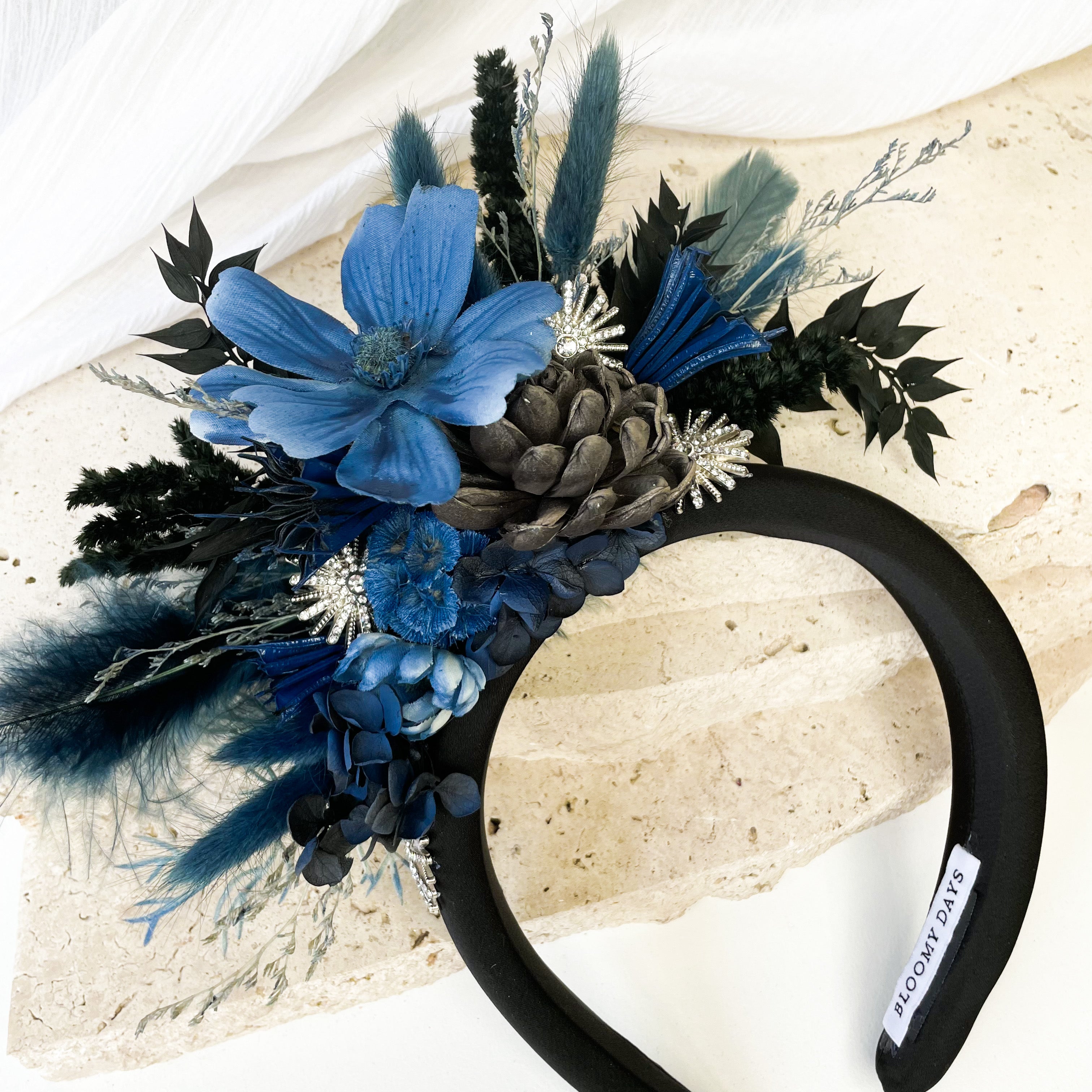 Black & Navy Floral Headband