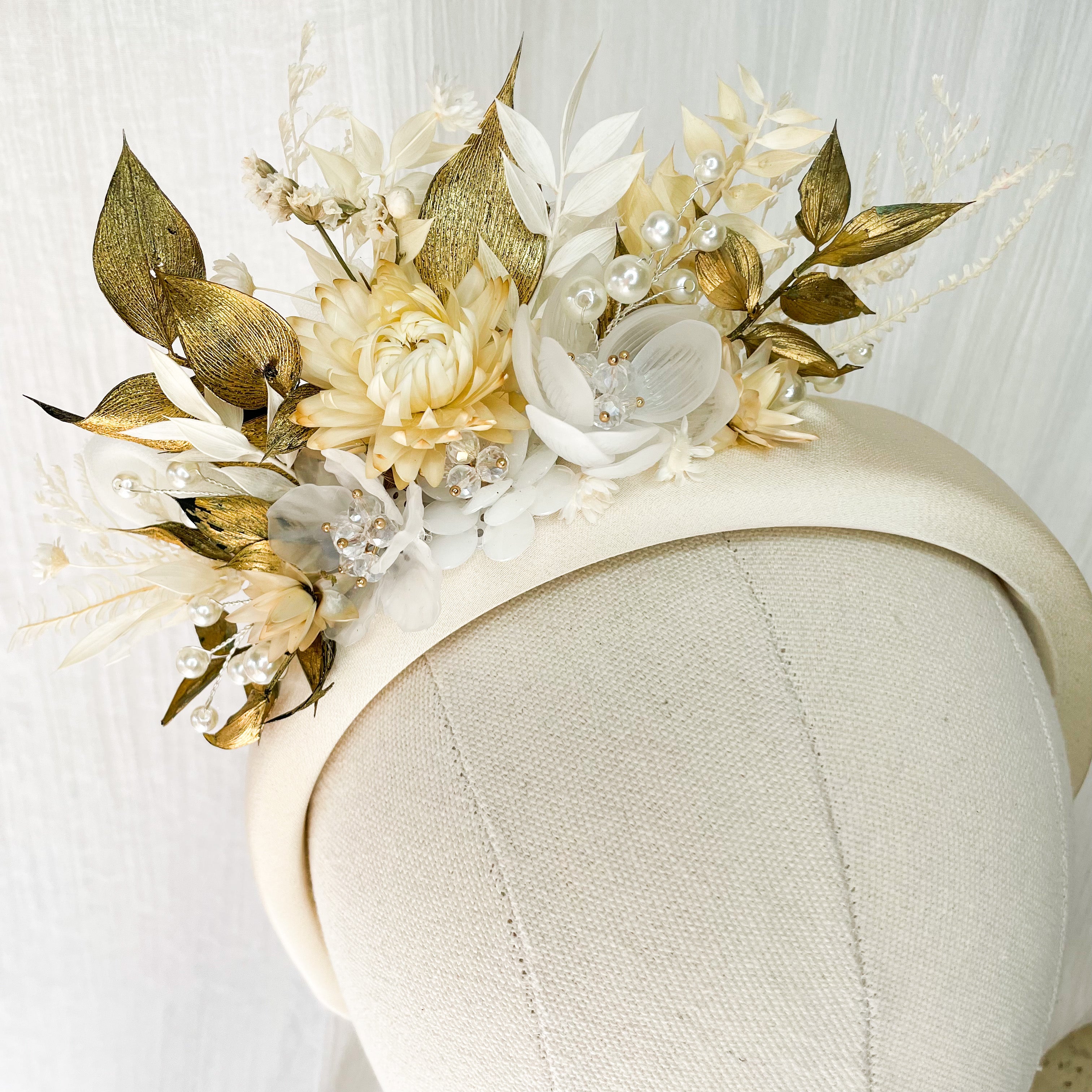 Gold & Ivory Floral Headband