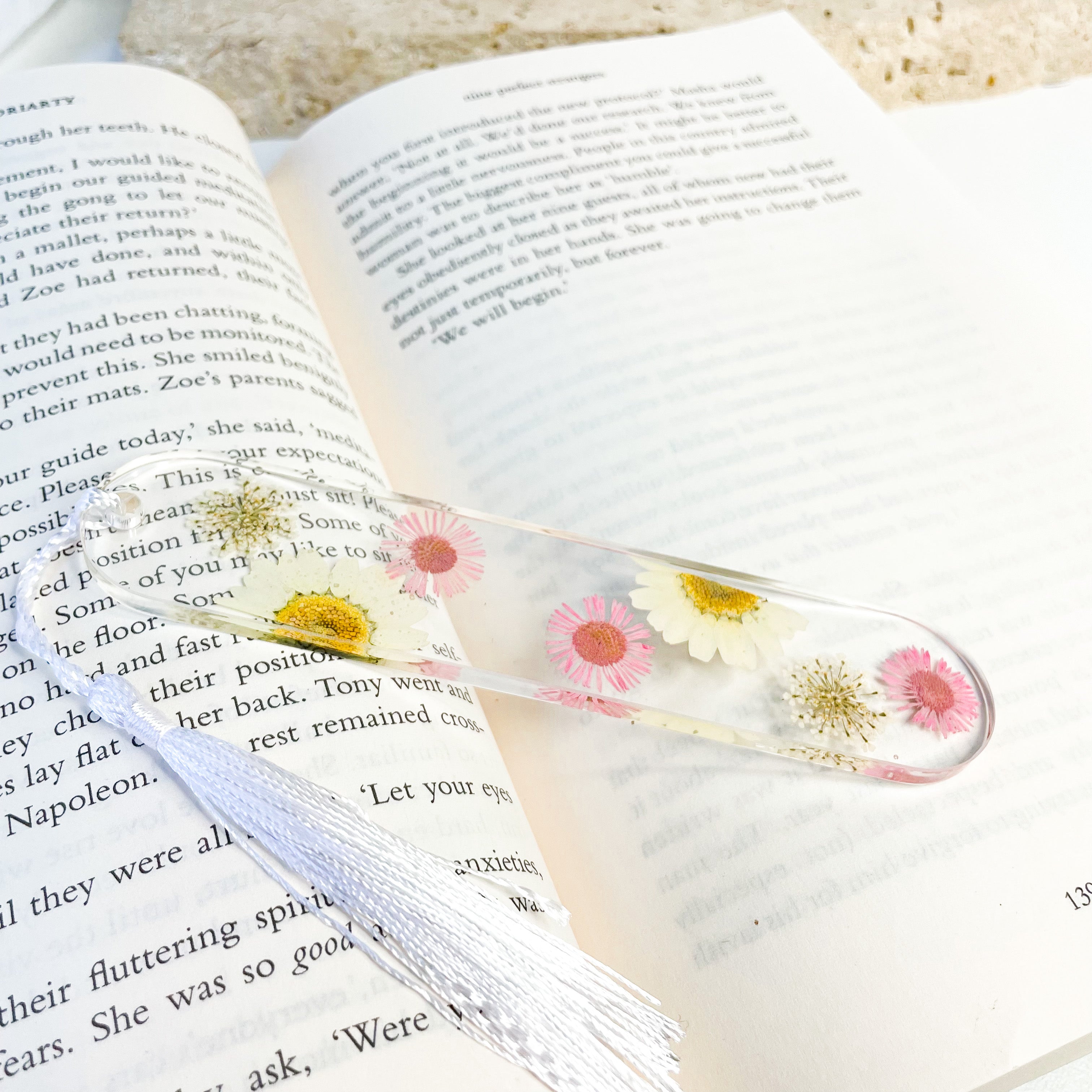 White & Pink Daisy Flower Bookmark