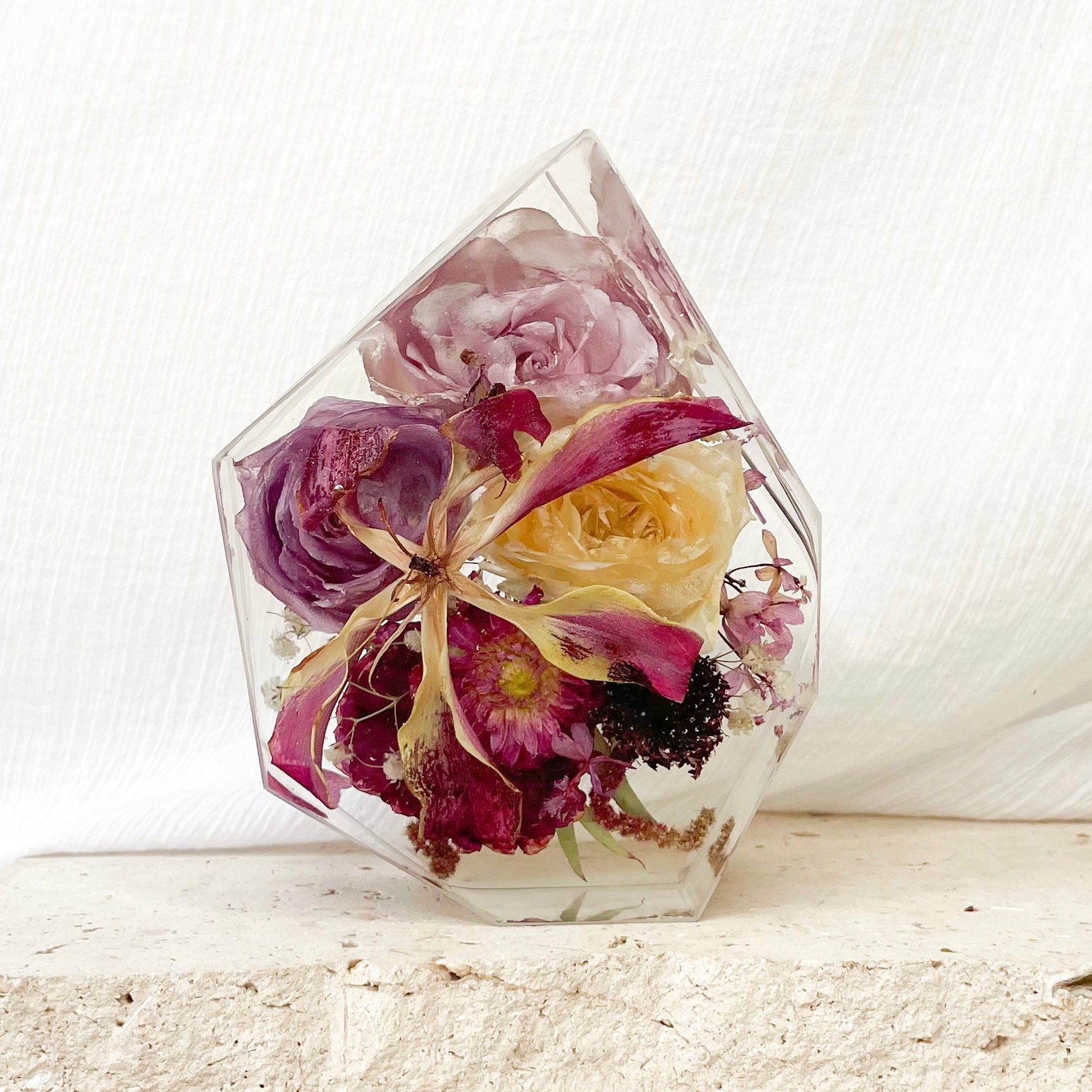 Preserved Flowers Resin Gem Shape