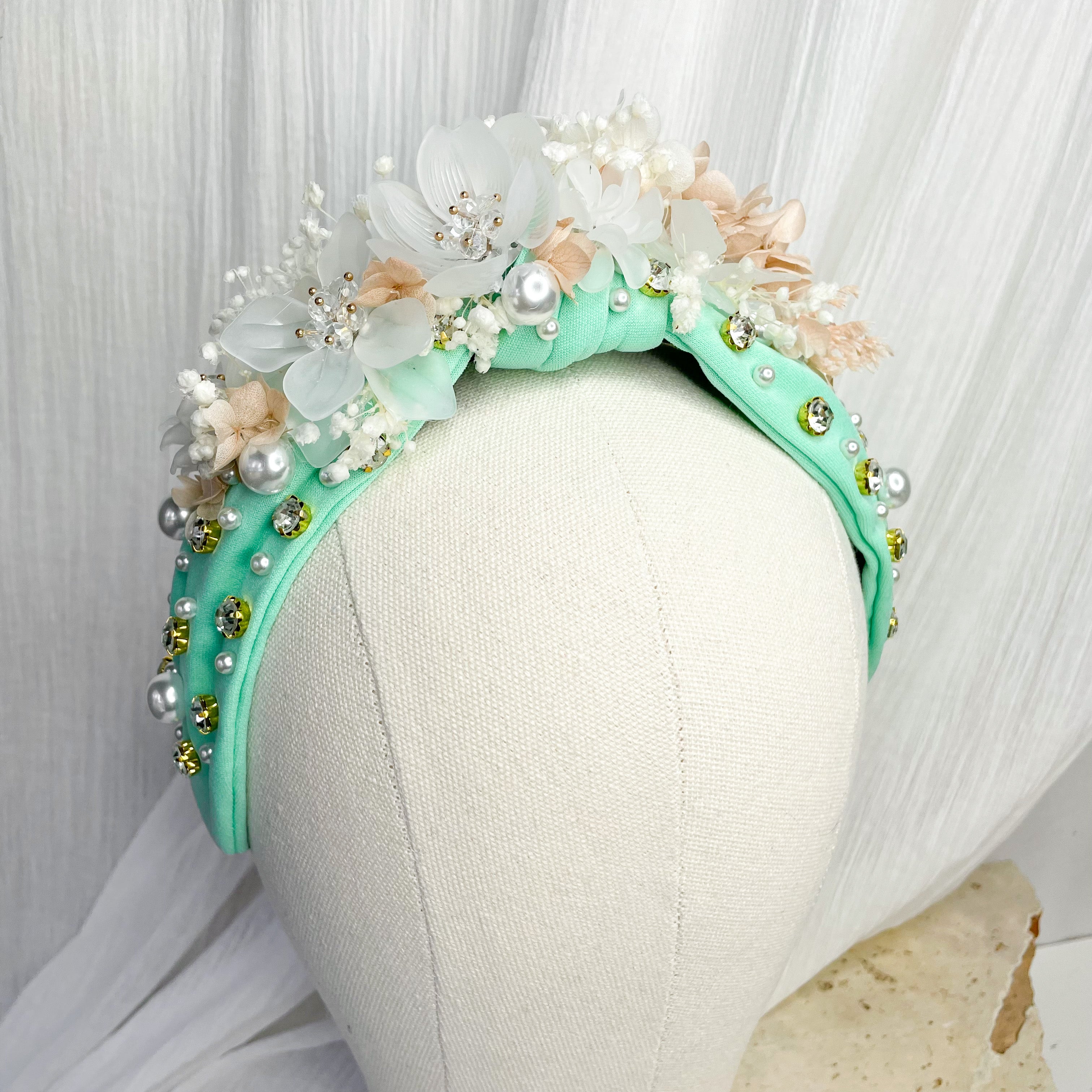 Aqua Pearl Floral Headband