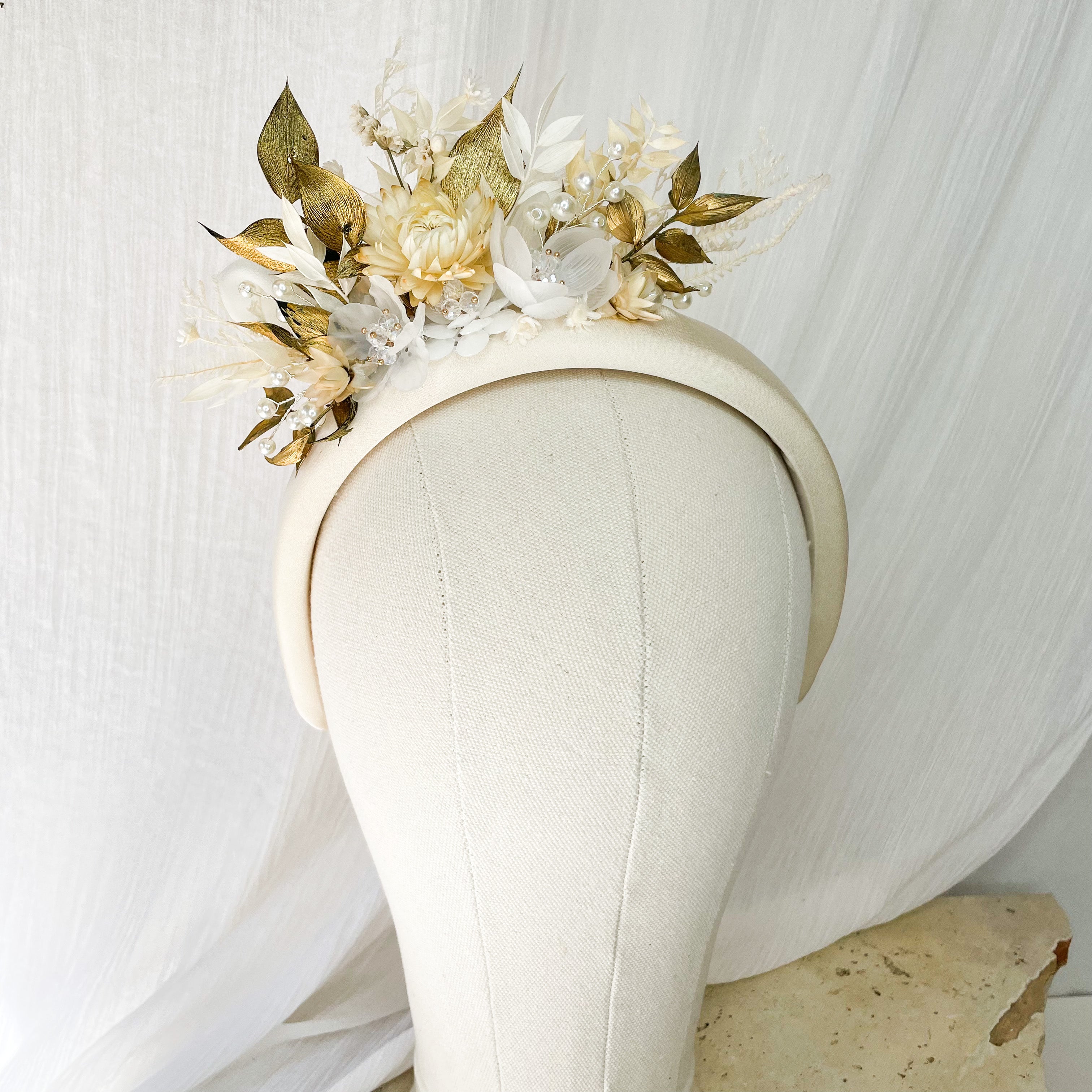 Gold & Ivory Floral Headband