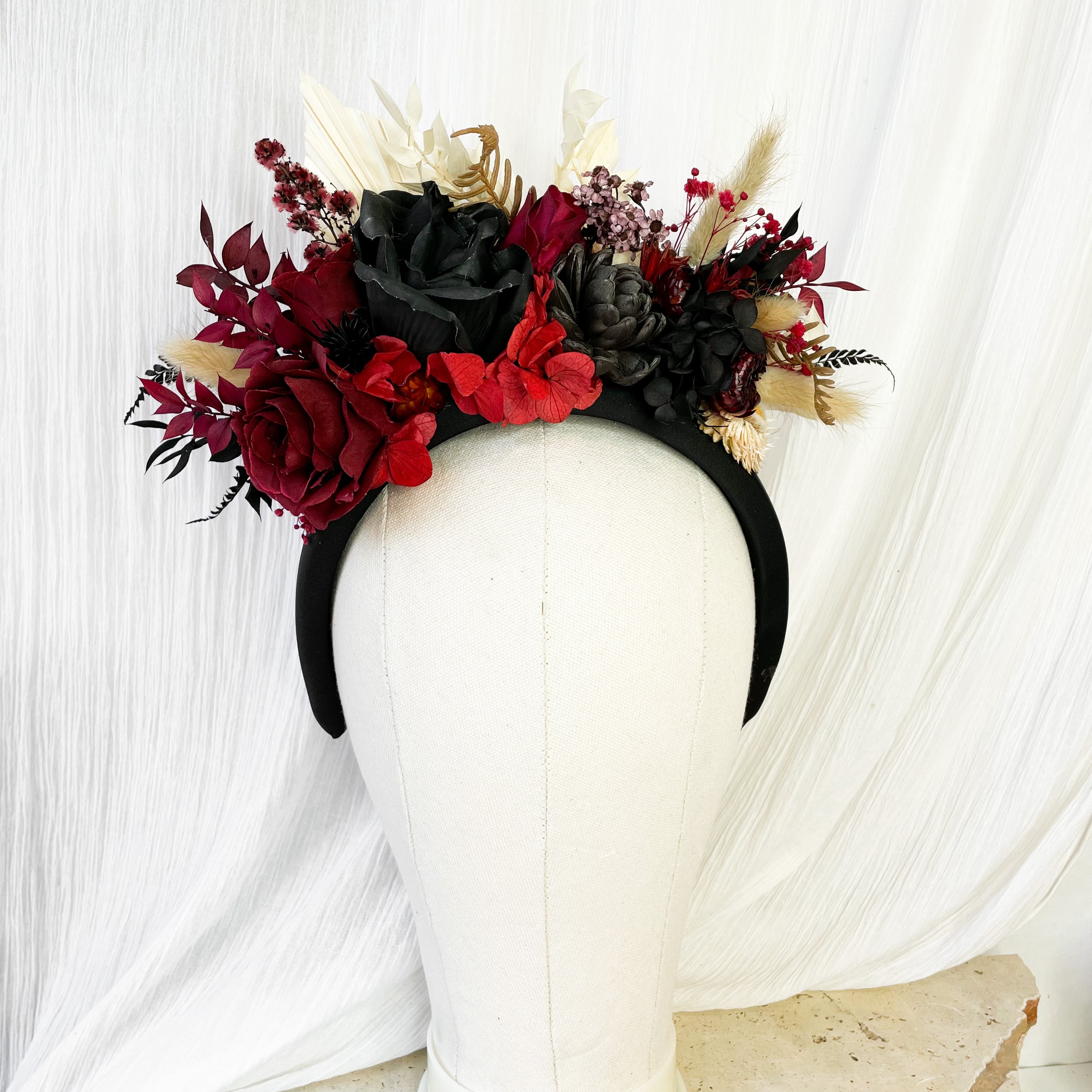 Red & Black Floral Headband
