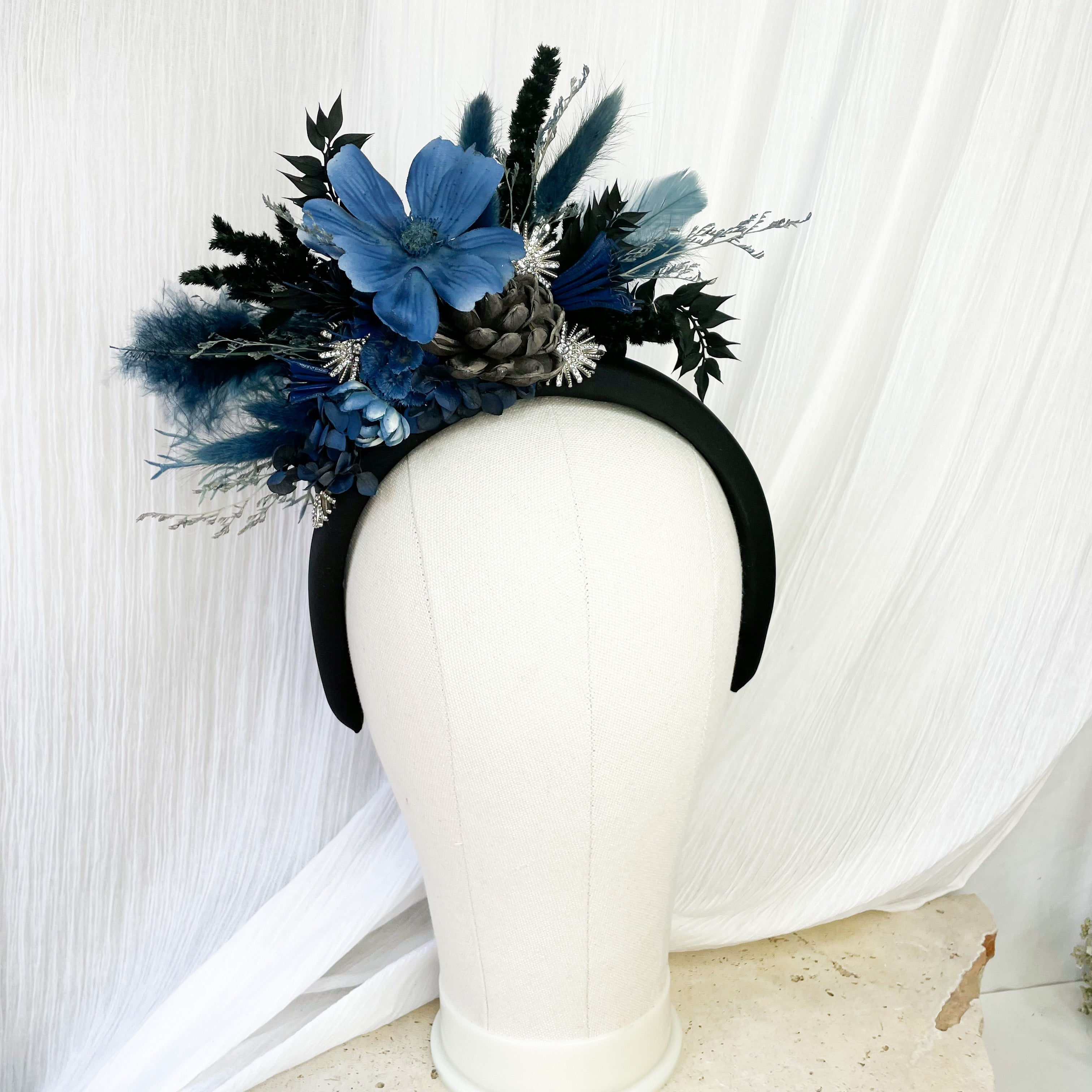 Black & Navy Floral Headband